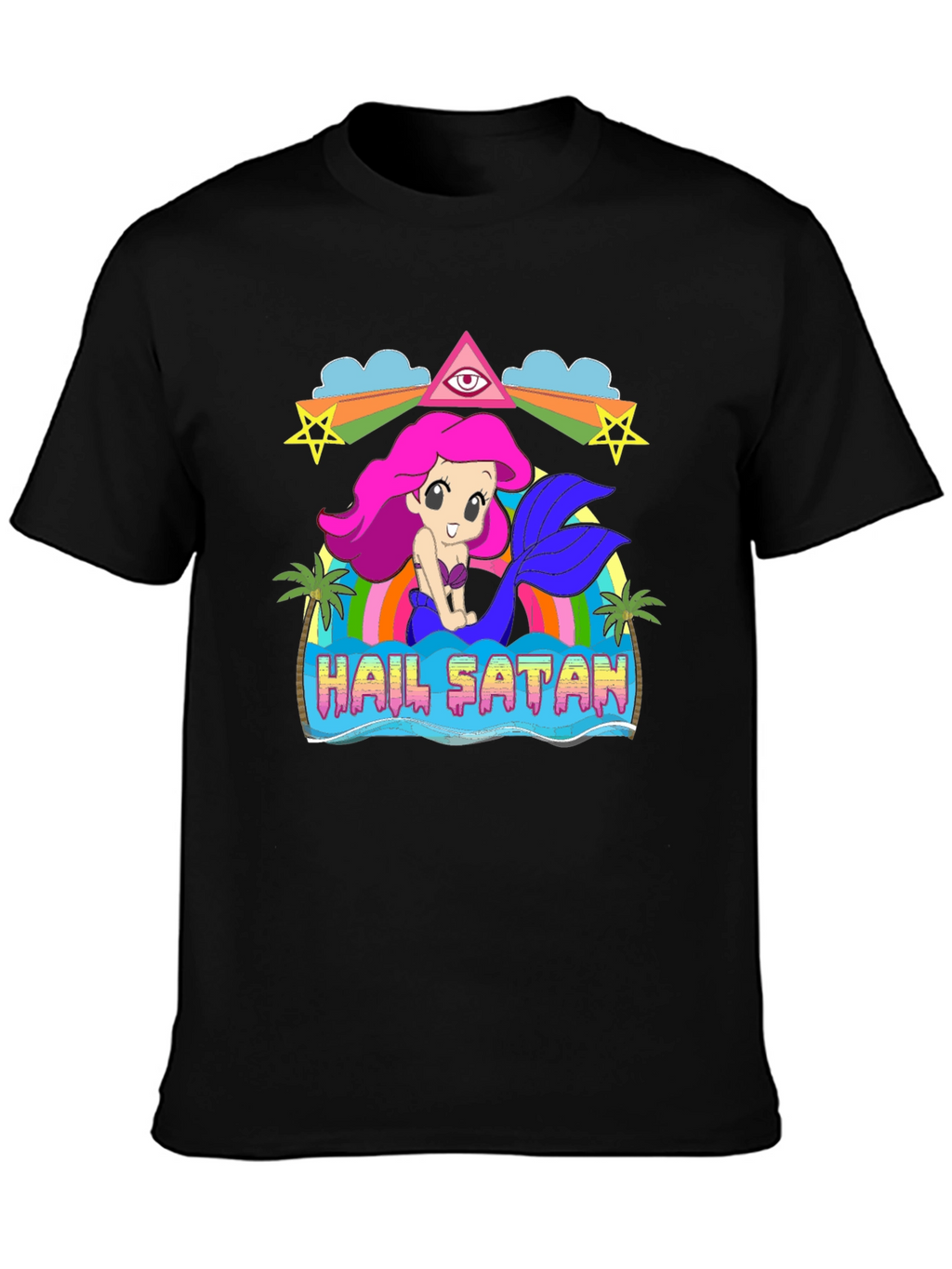 Hail Satan Mermaid Graphic T-Shirt