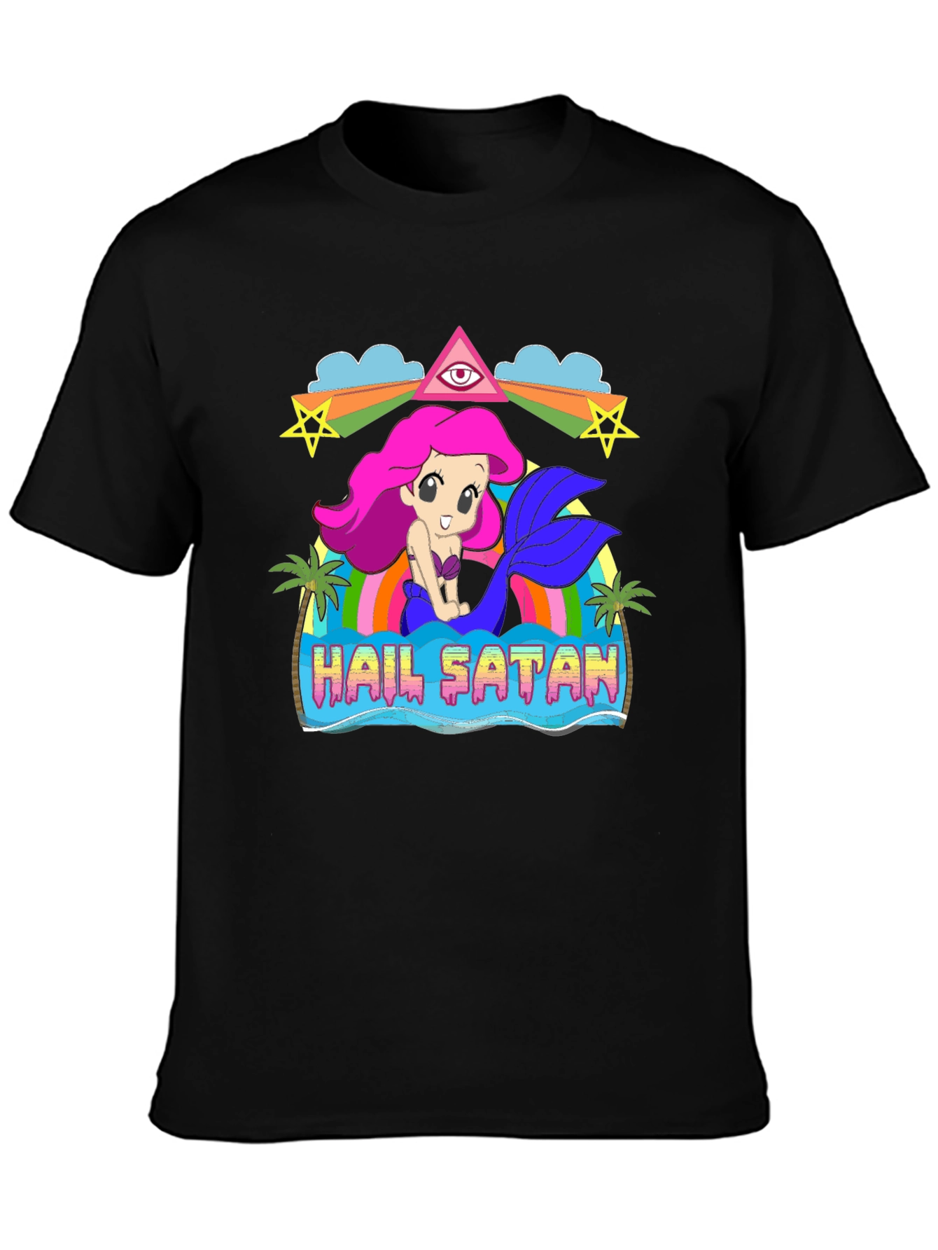 Hail Satan Mermaid Graphic T-Shirt