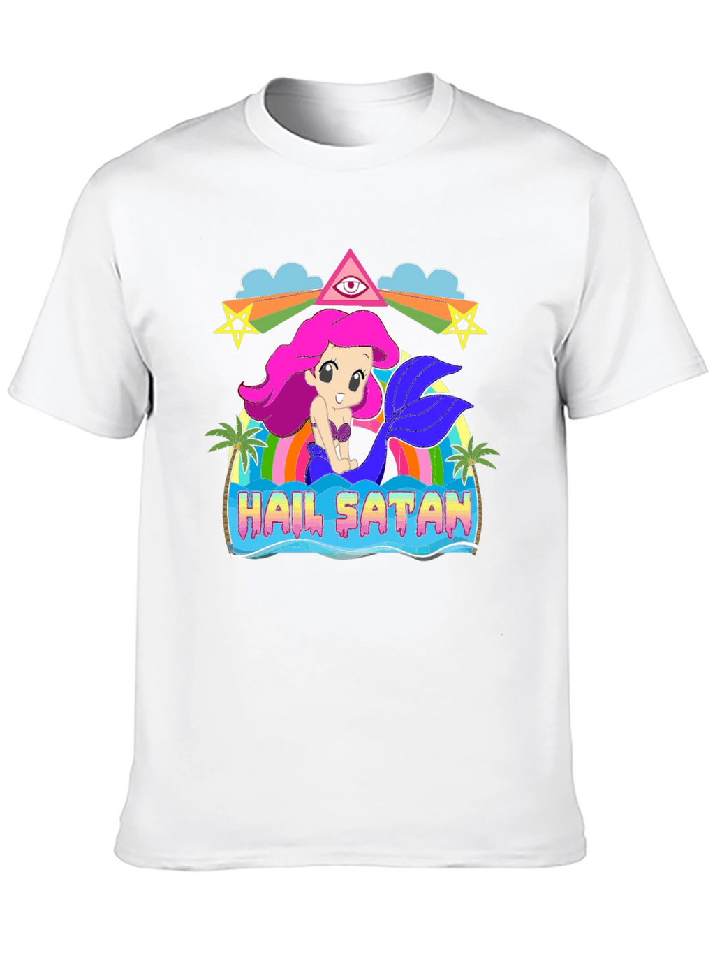 Hail Satan Mermaid Graphic T-Shirt