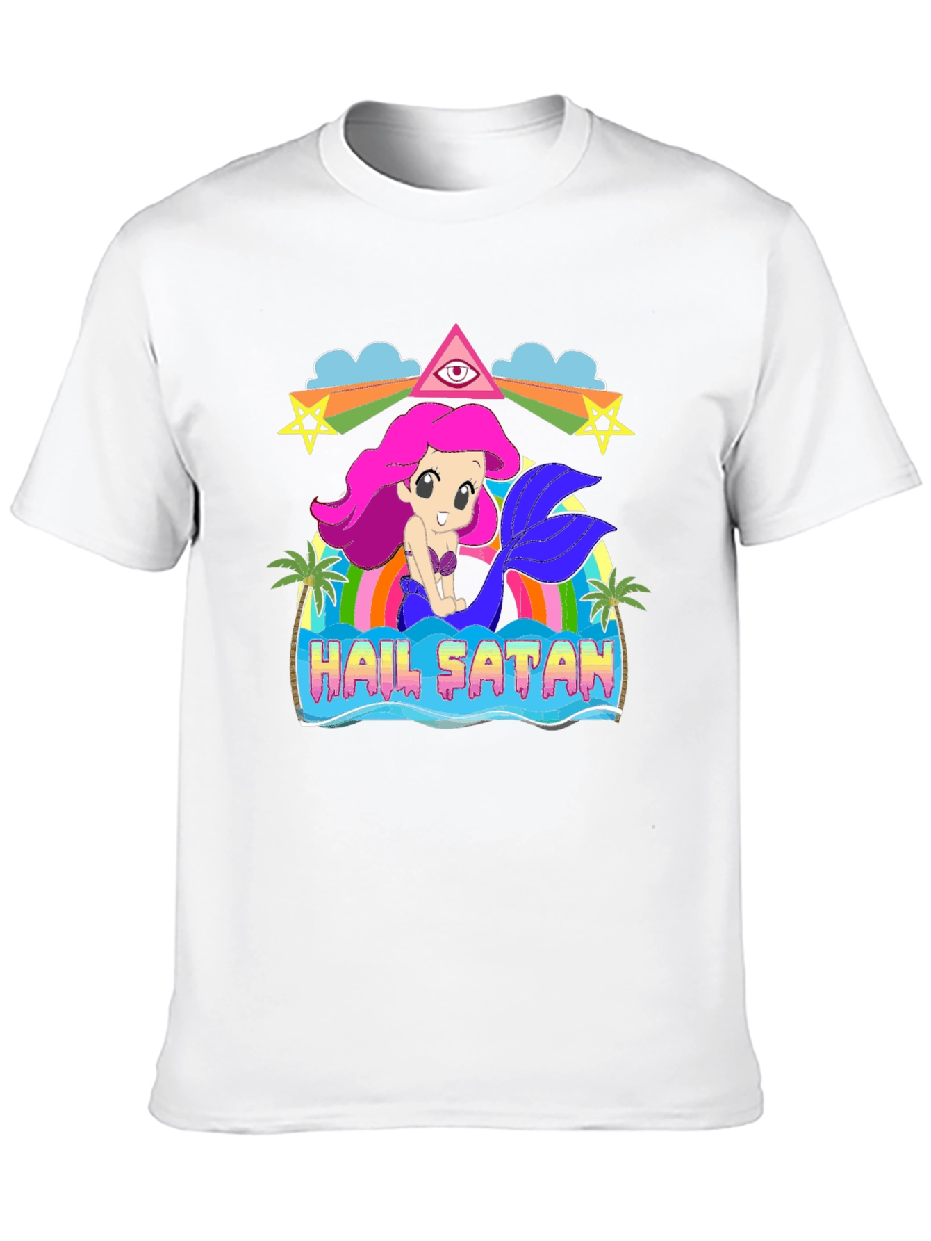 Hail Satan Mermaid Graphic T-Shirt
