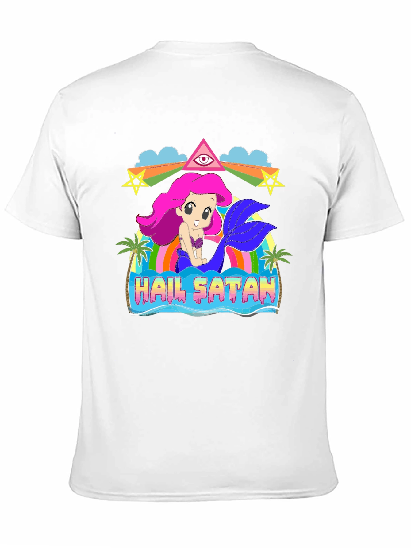 Hail Satan Mermaid Graphic T-Shirt