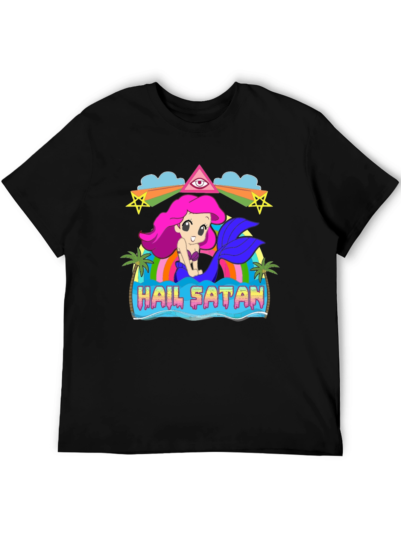 Hail Satan Mermaid Graphic T-Shirt