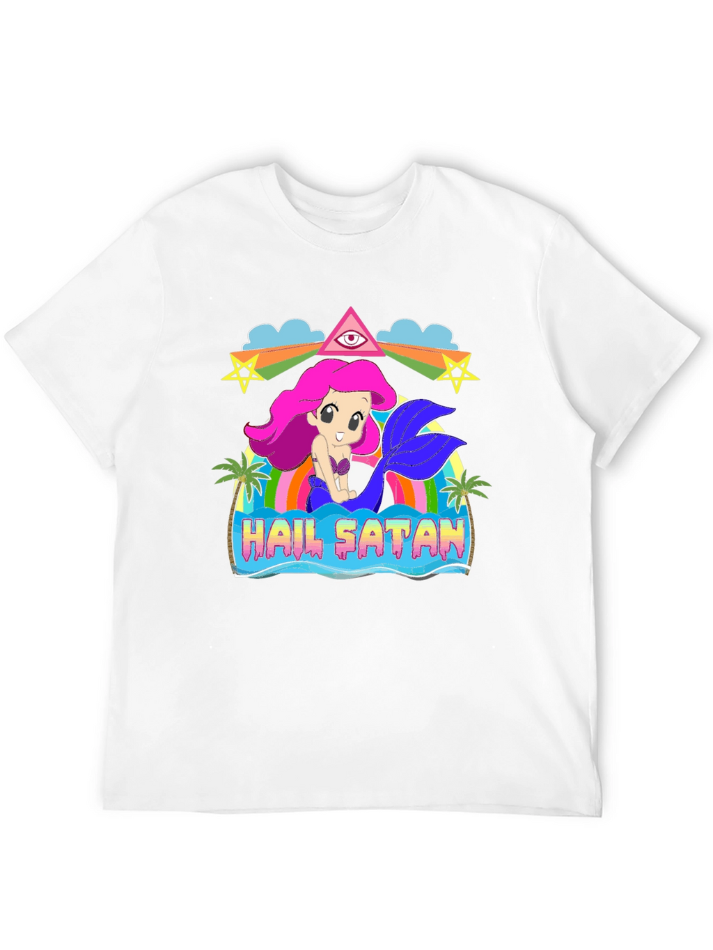 Hail Satan Mermaid Graphic T-Shirt