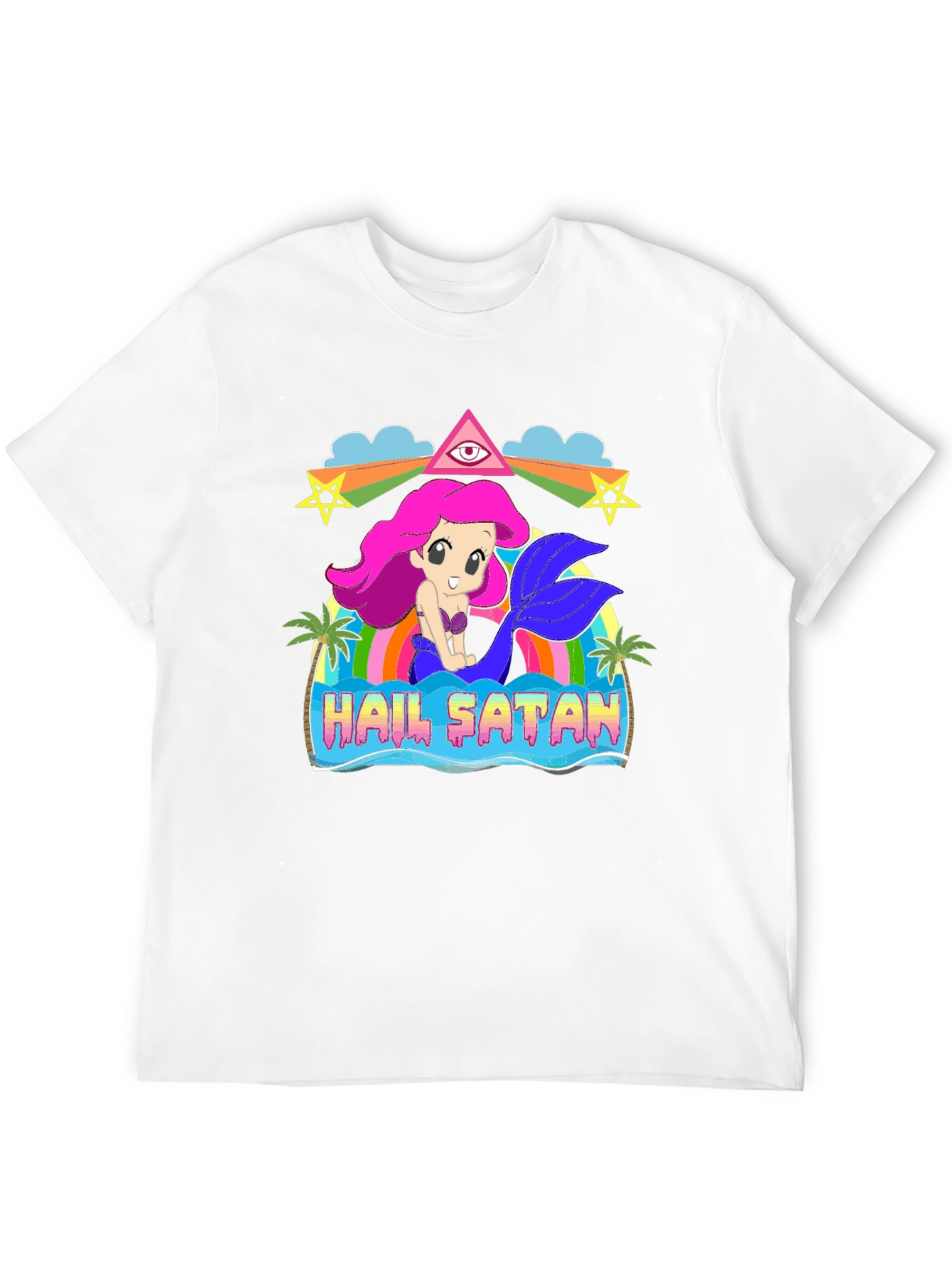 Hail Satan Mermaid Graphic T-Shirt