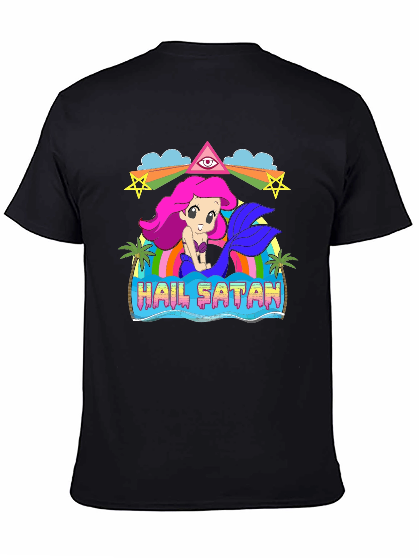 Hail Satan Mermaid Graphic T-Shirt