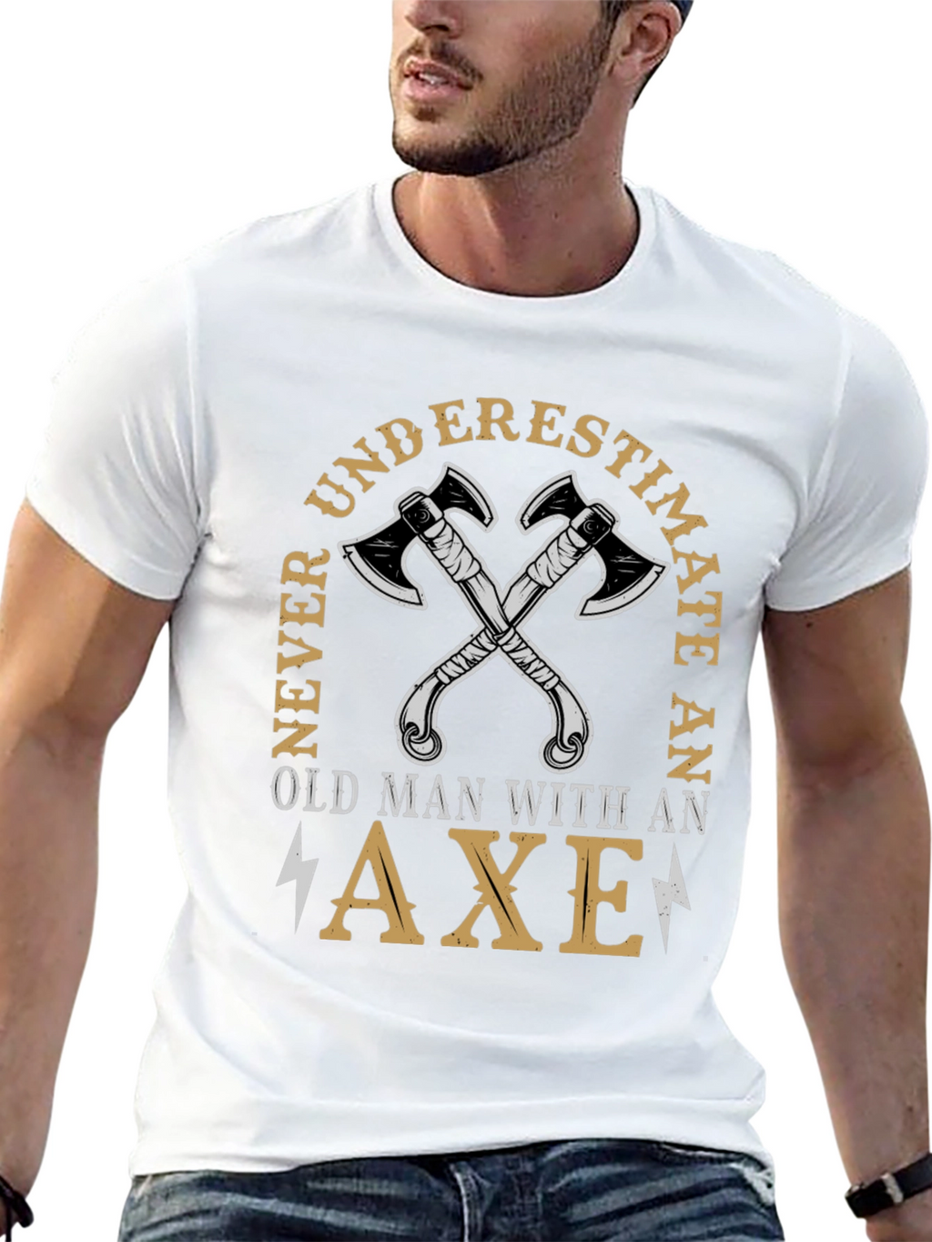 Never Underestimate Old Man Axe T-Shirt