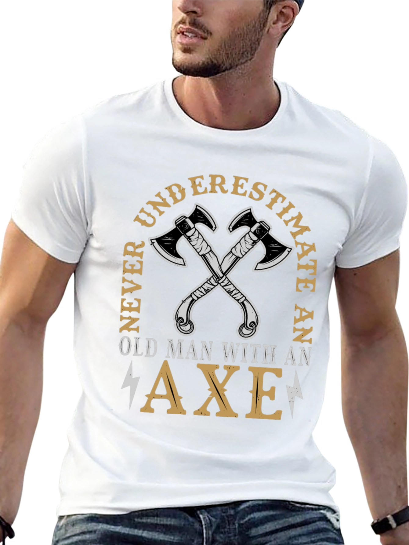 Never Underestimate Old Man Axe T-Shirt