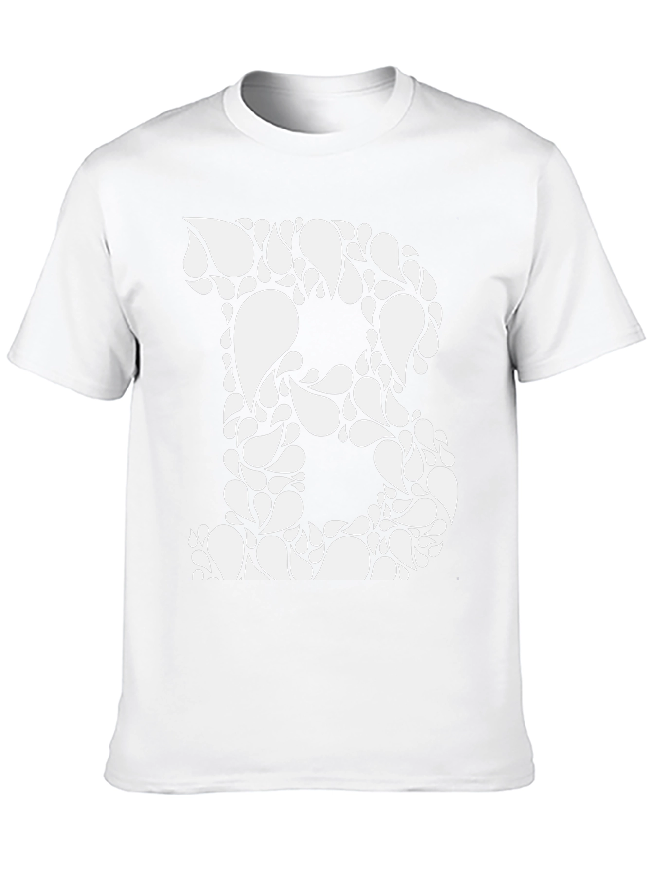 Black Tee with White Floral Letter B Design