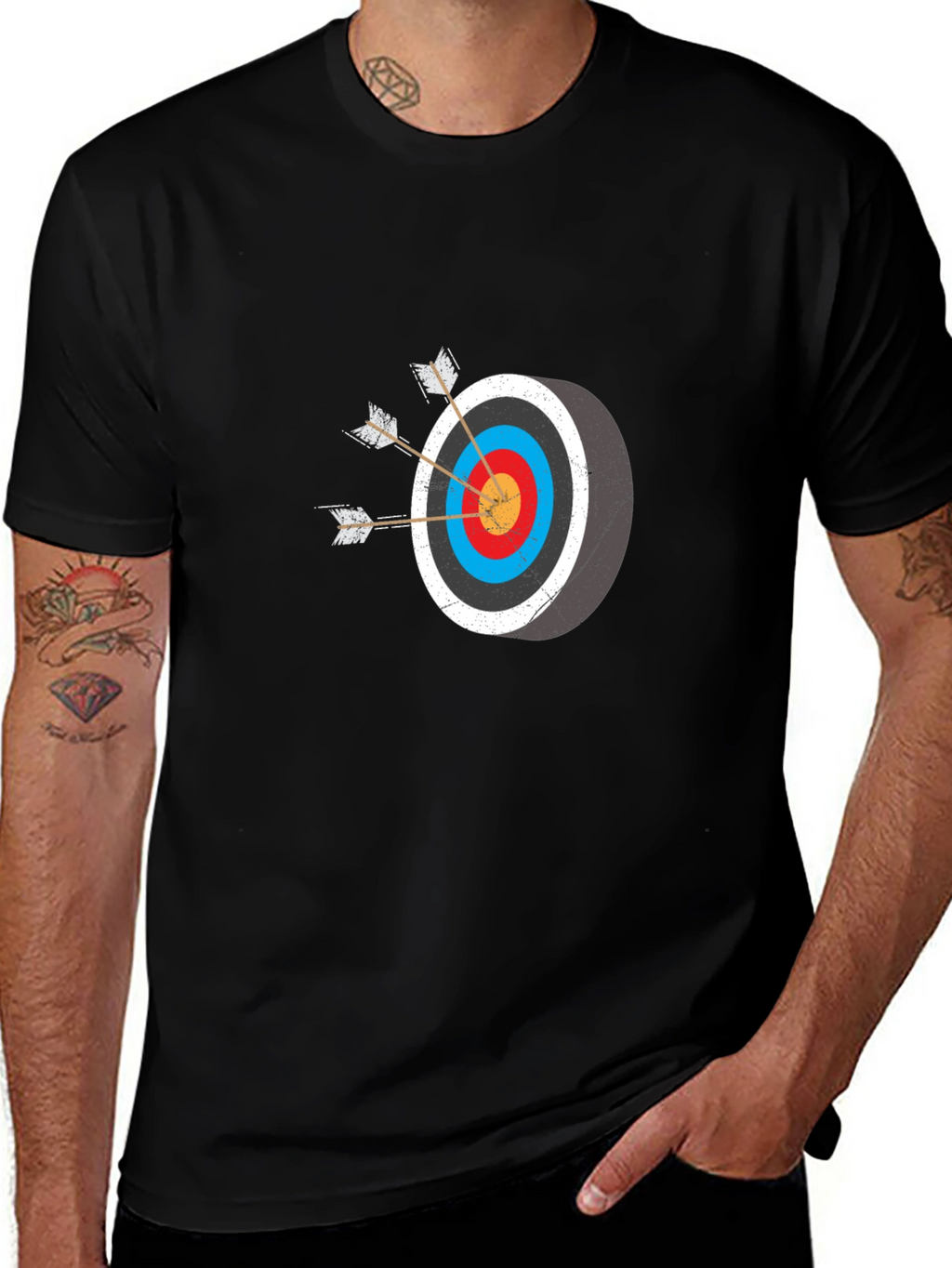 Archery Target Graphic Tee - Black Cotton T-Shirt