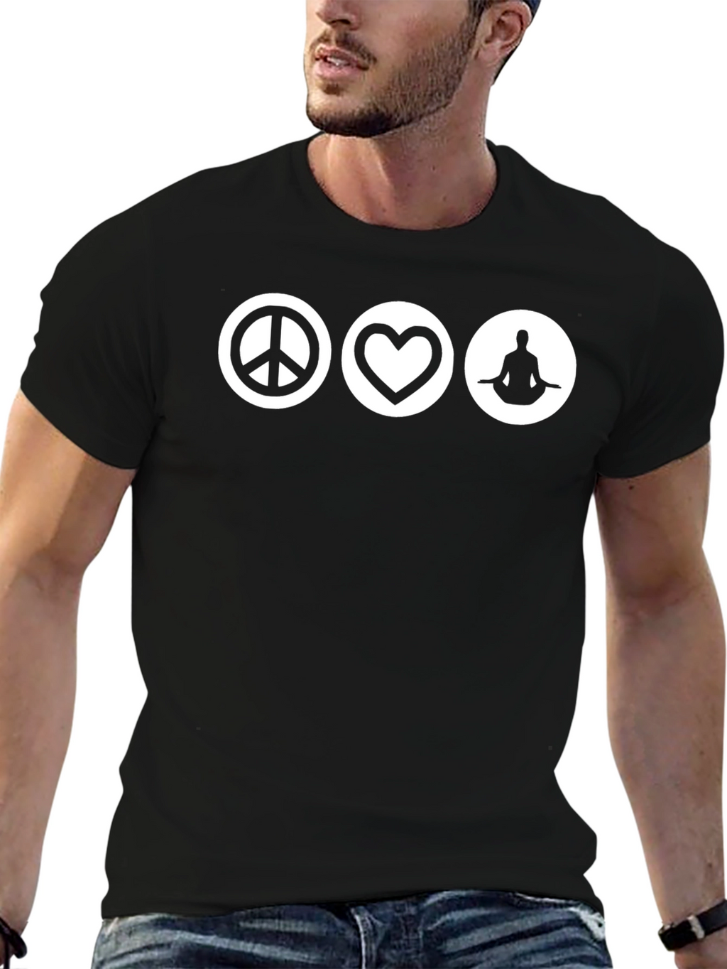 Peace Love Yoga Black T-Shirt