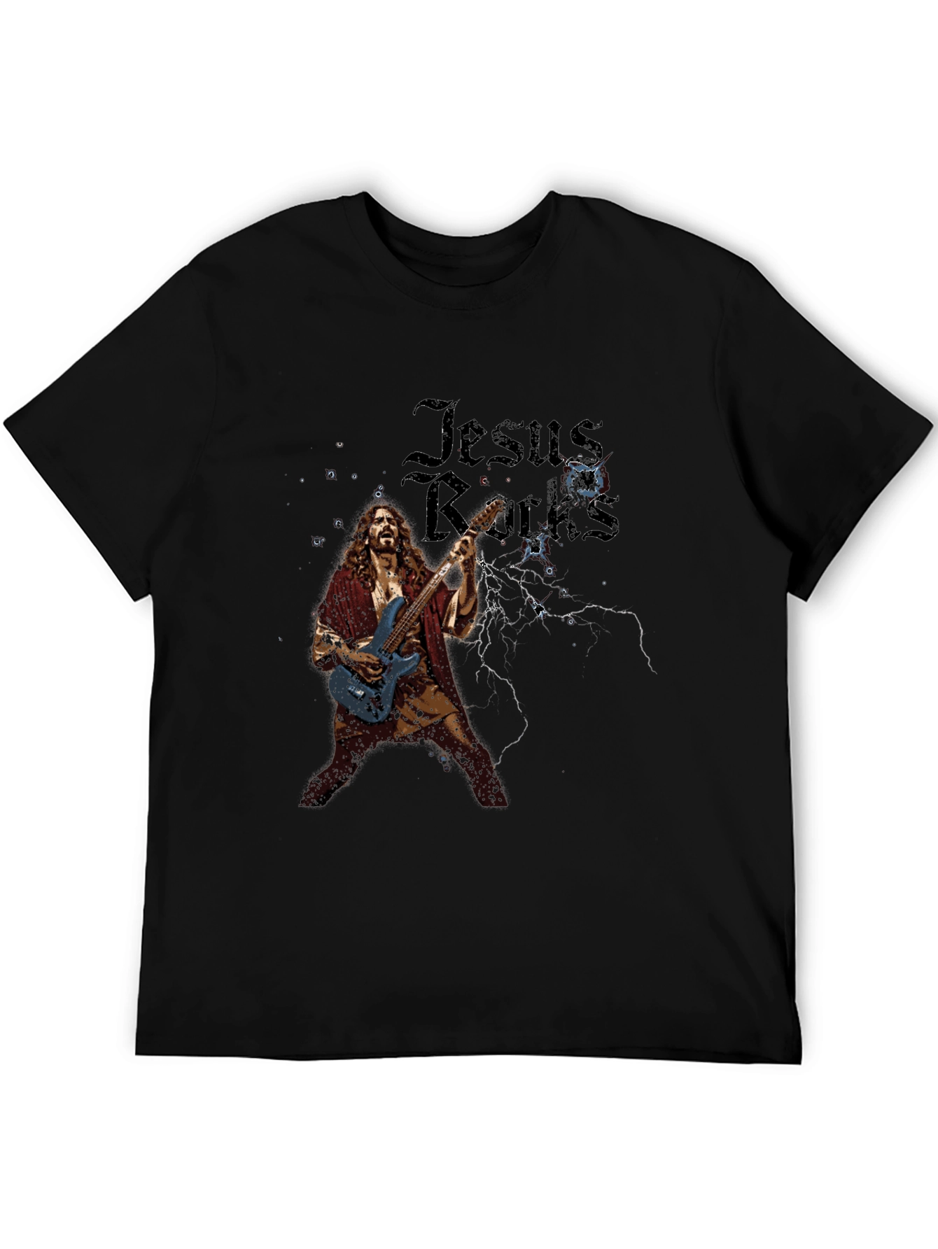 Jesus Rocks T-Shirt - Black Graphic Tee