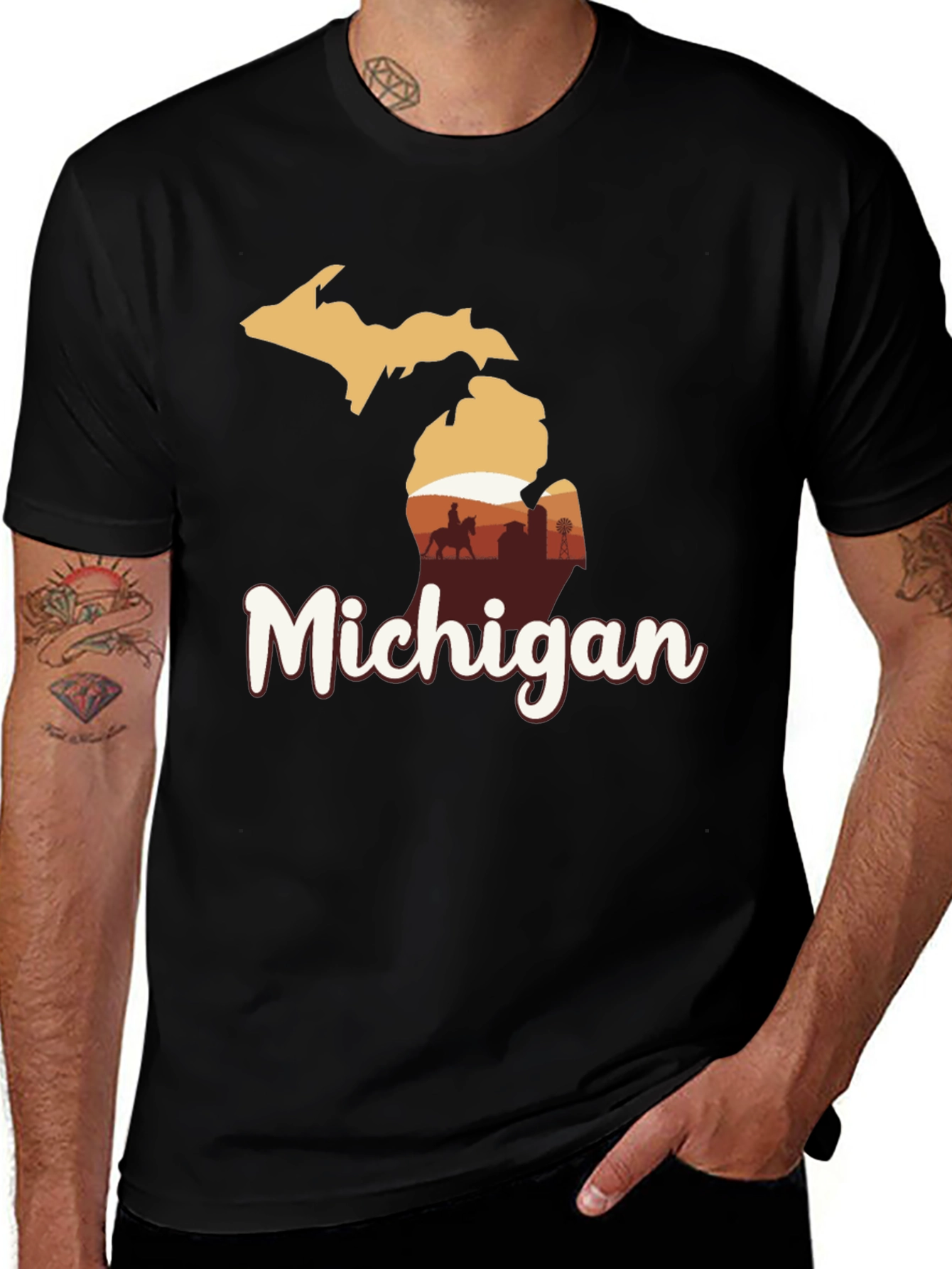 Michigan Graphic Tee - State Pride Black T-Shirt