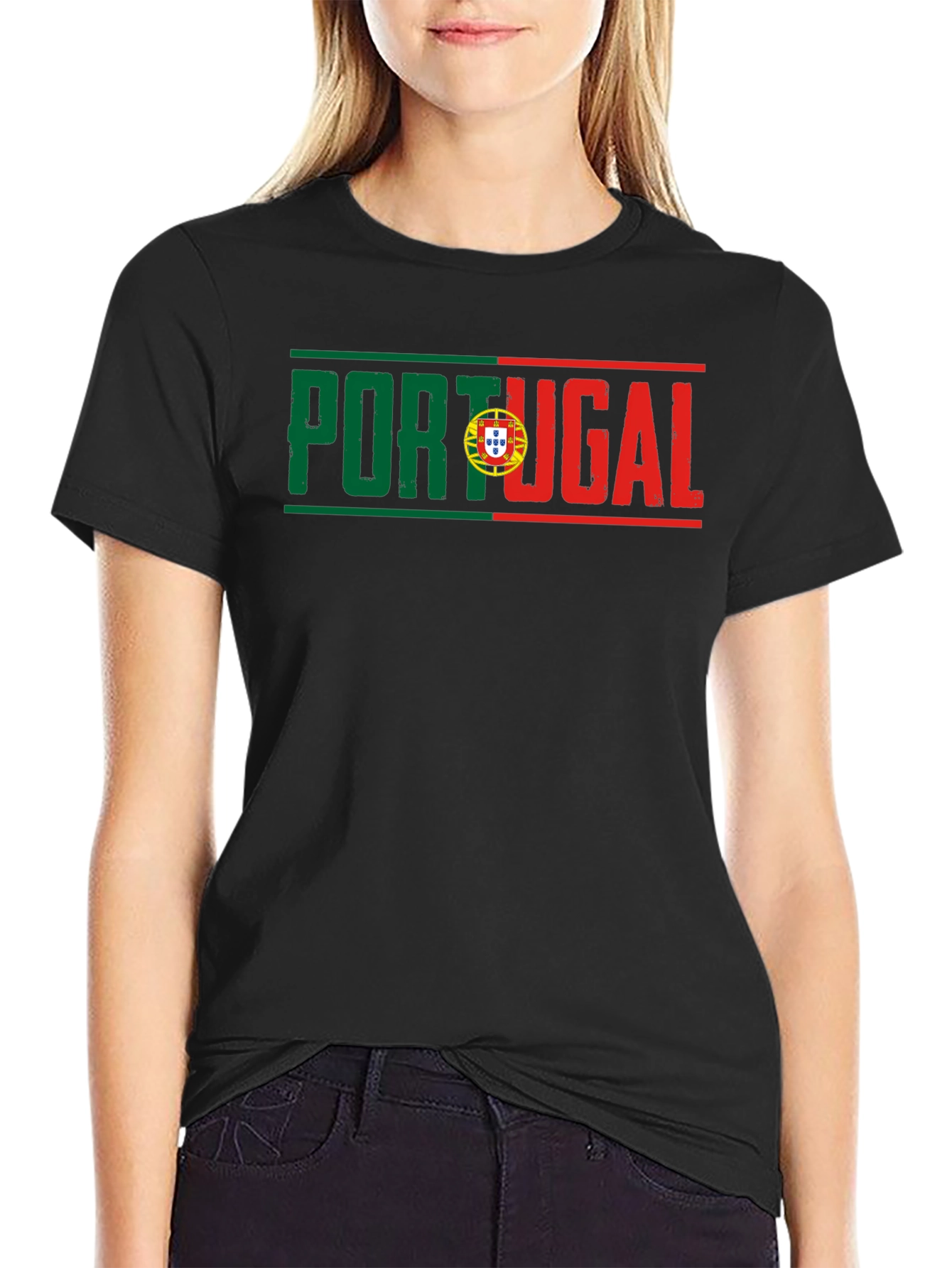 Portugal Flag T-Shirt Black Tee
