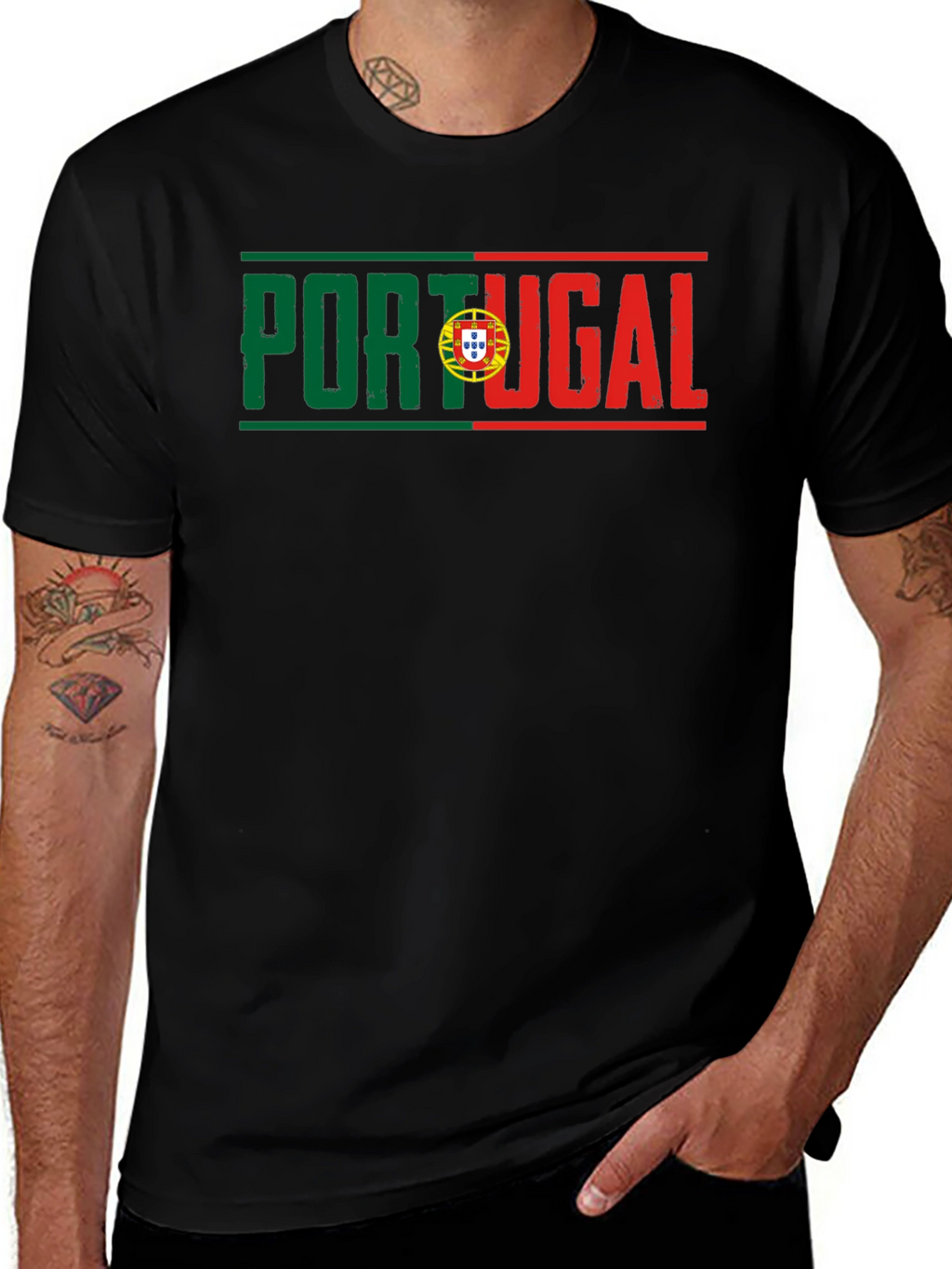 Portugal Flag T-Shirt Black Tee