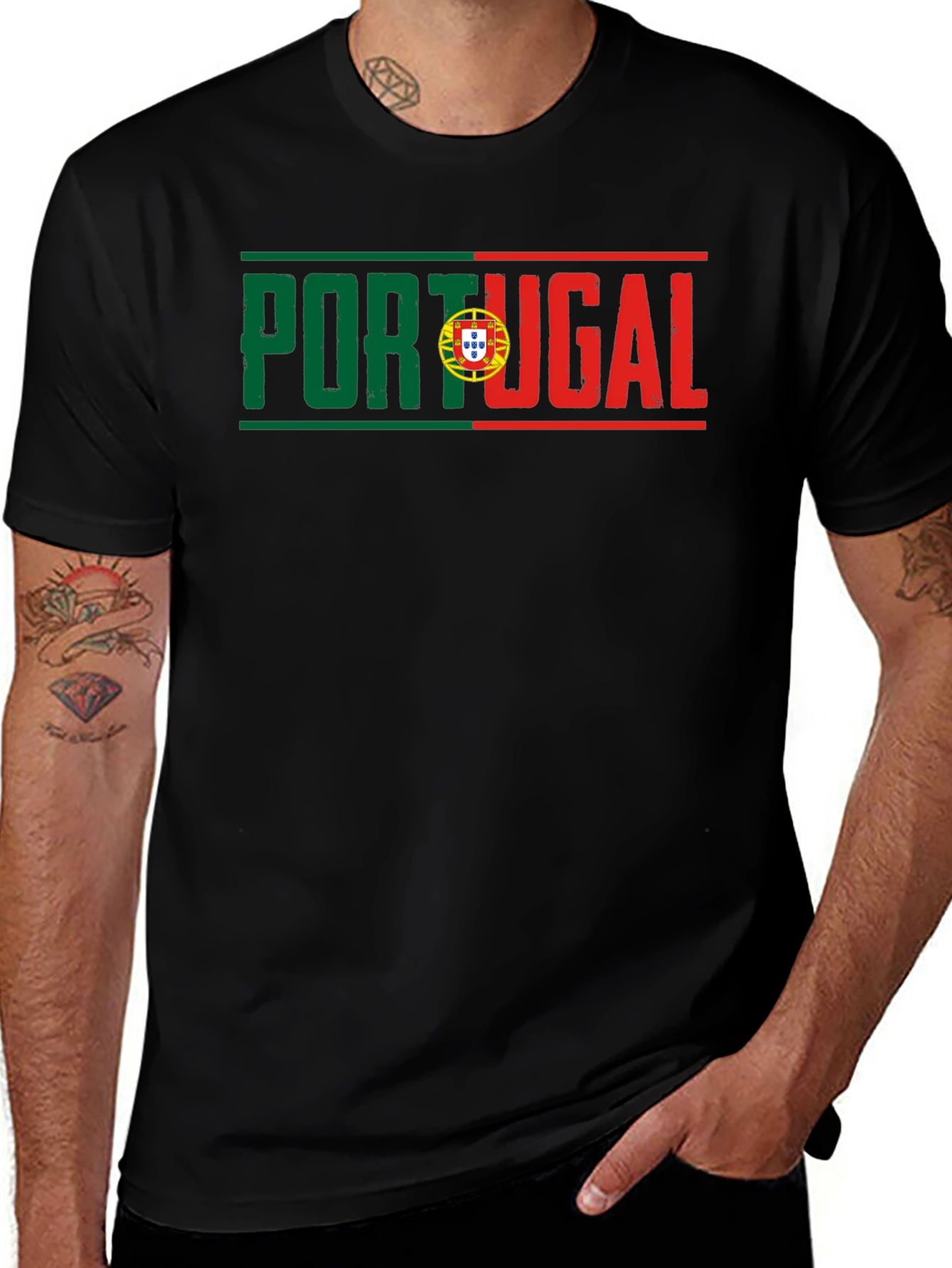 Portugal Flag T-Shirt Black Tee