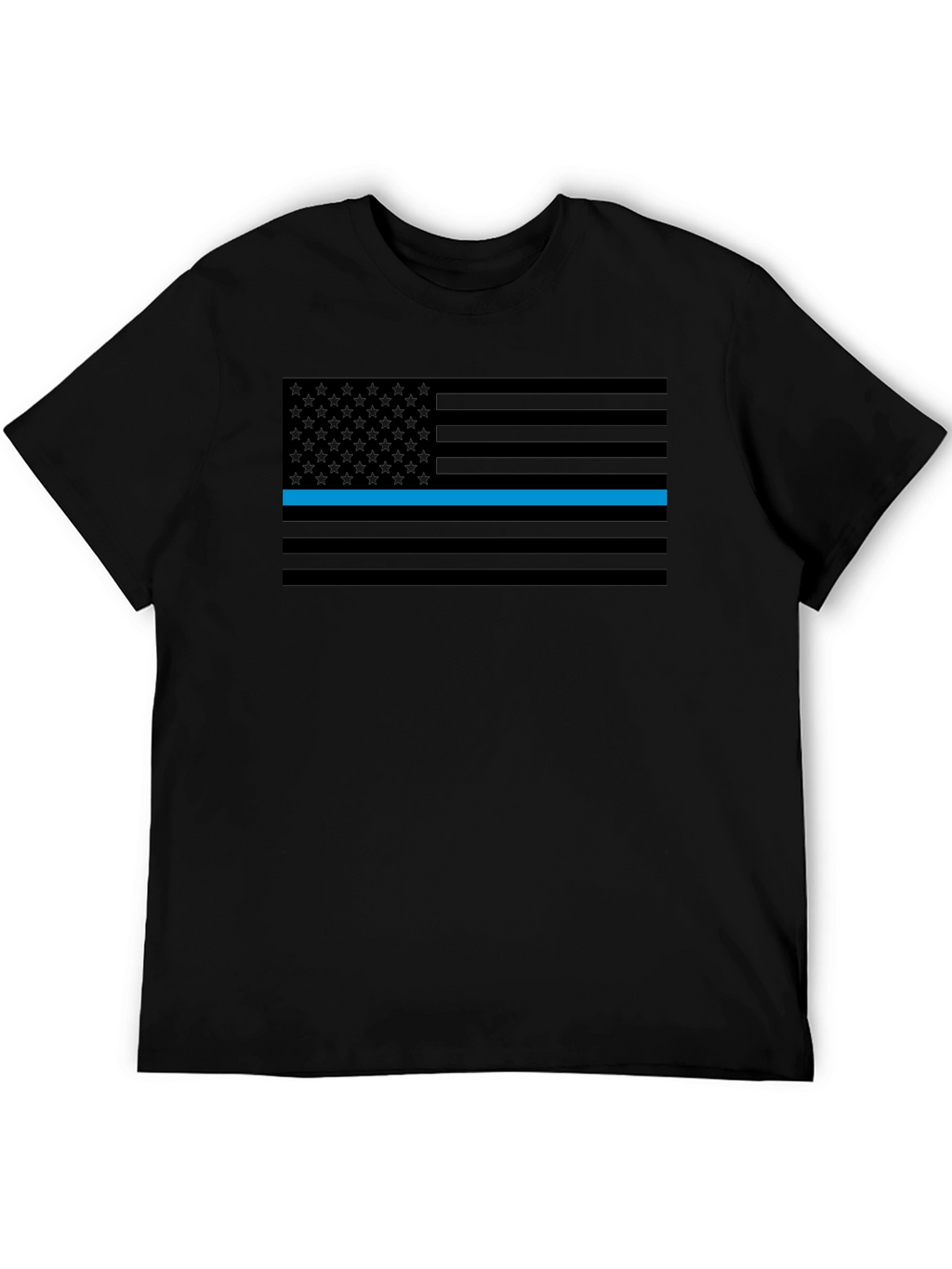 Thin Blue Line American Flag Graphic Tee - Black