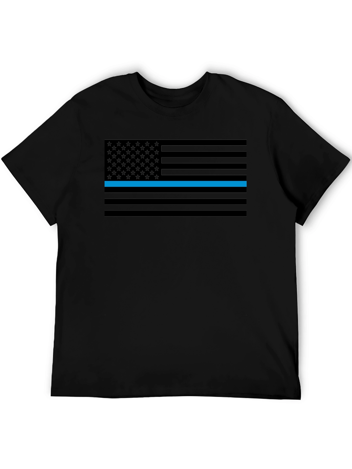 Thin Blue Line American Flag Graphic Tee - Black