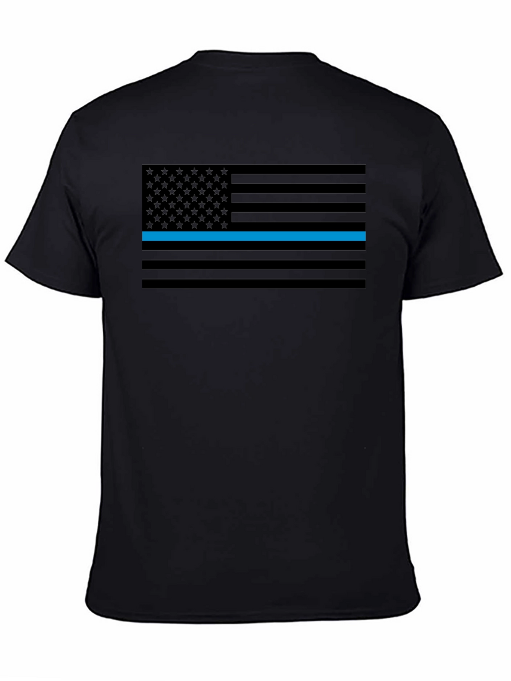 Thin Blue Line American Flag Graphic Tee - Black