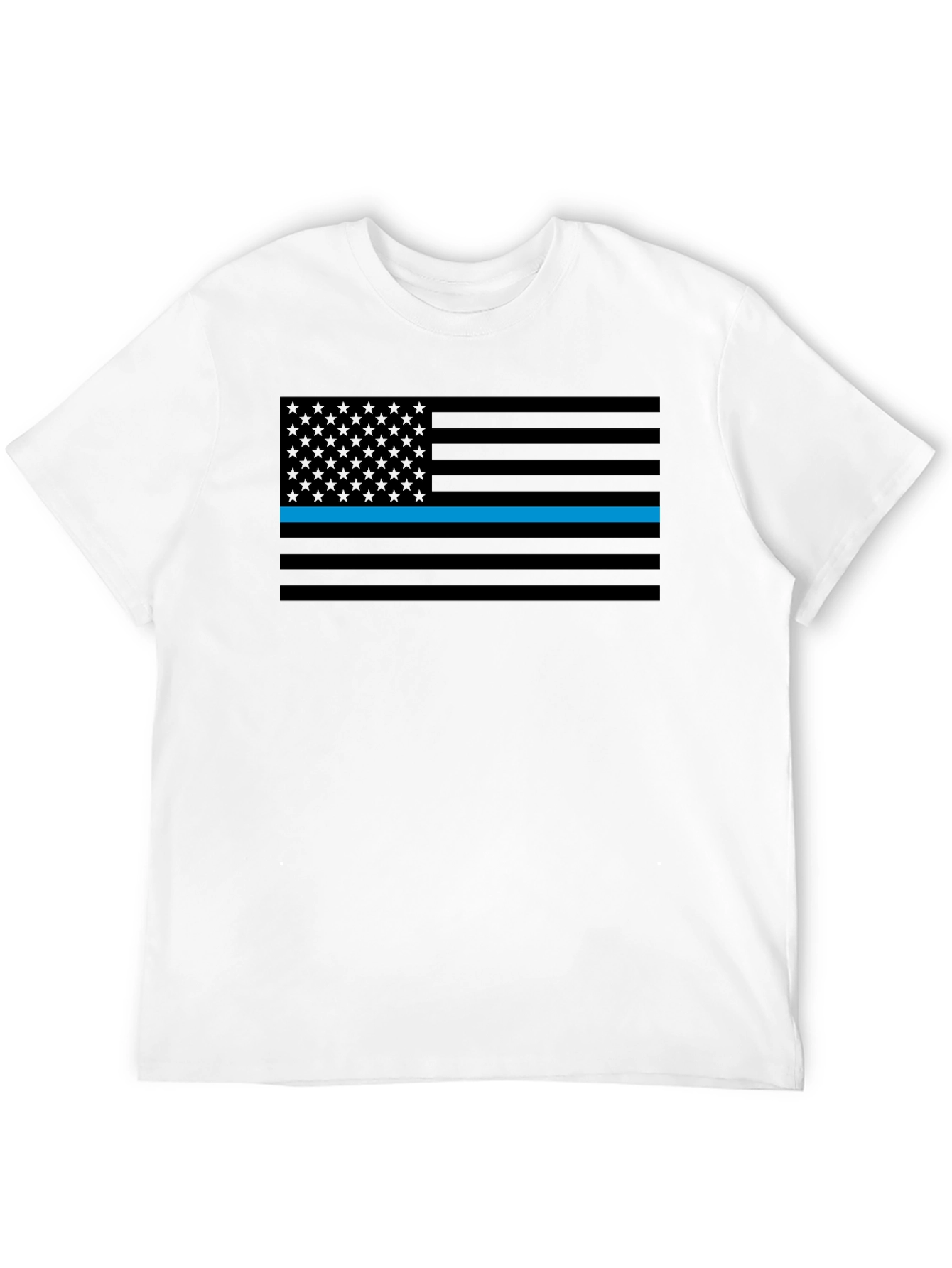 Thin Blue Line American Flag Graphic Tee - Black