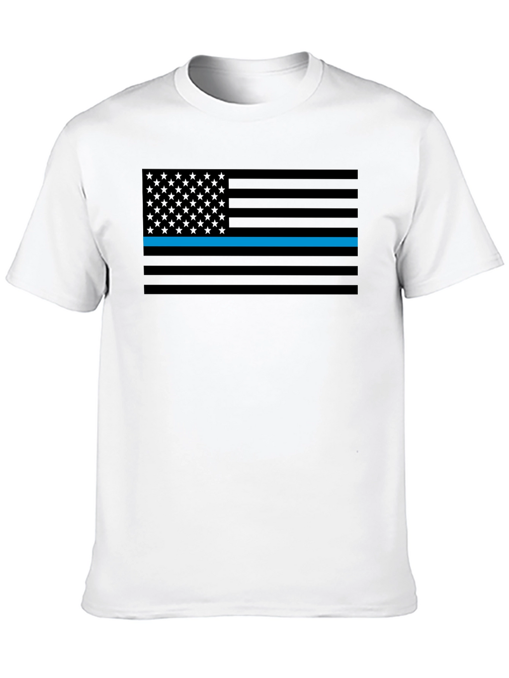 Thin Blue Line American Flag Graphic Tee - Black