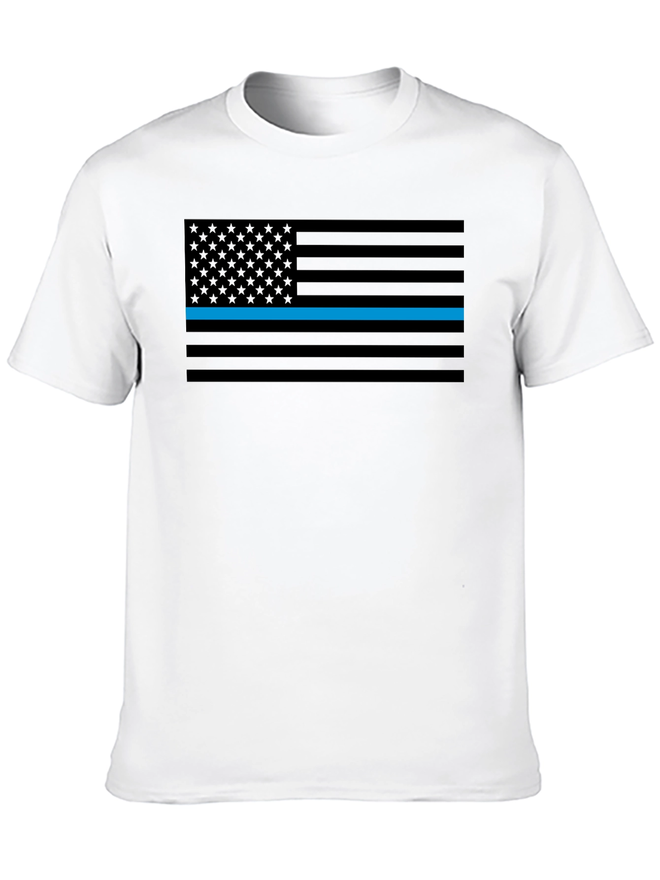 Thin Blue Line American Flag Graphic Tee - Black