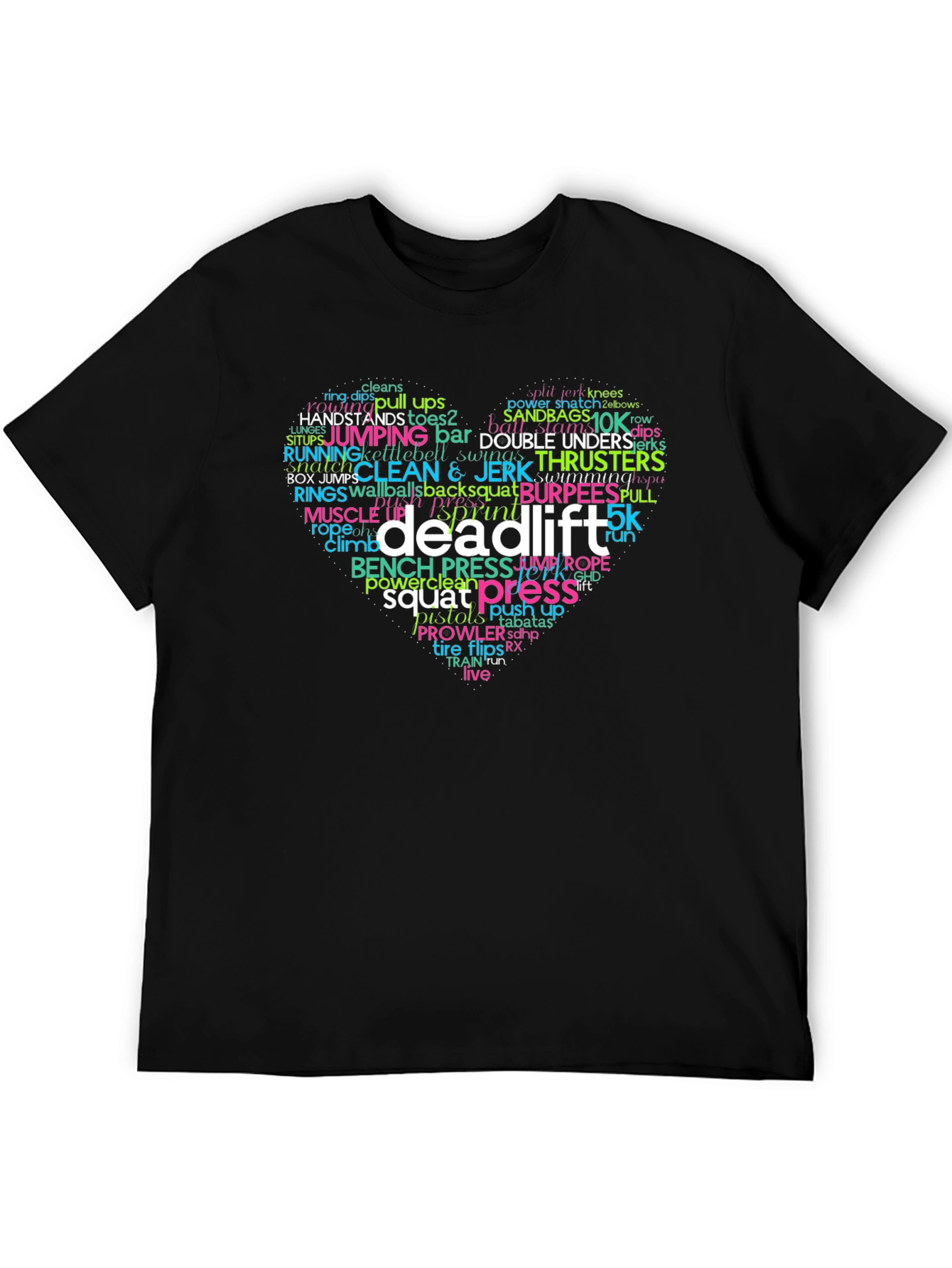 Workout Motivation Shirt - Deadlift Word Cloud Heart Design
