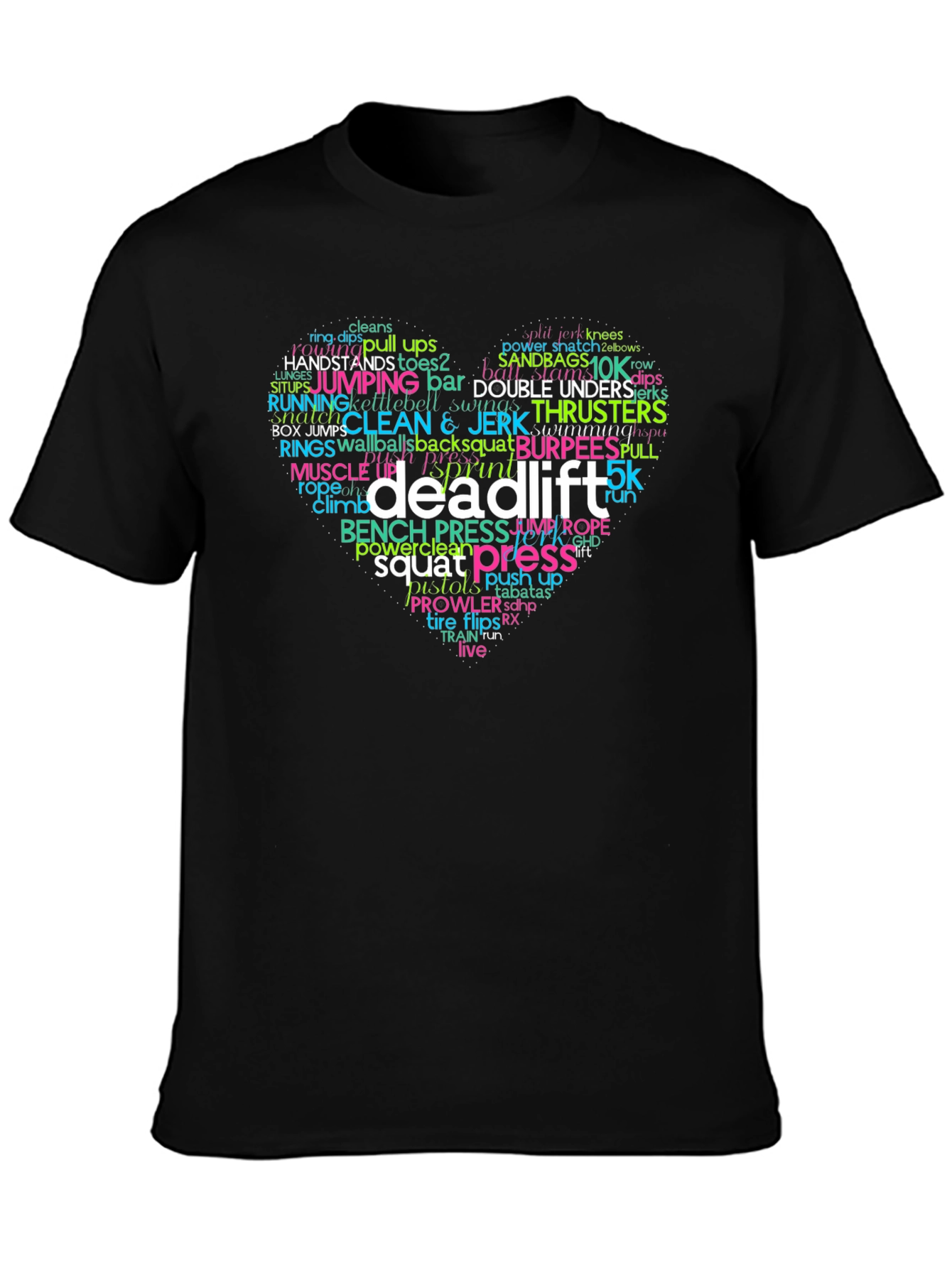 Workout Motivation Shirt - Deadlift Word Cloud Heart Design