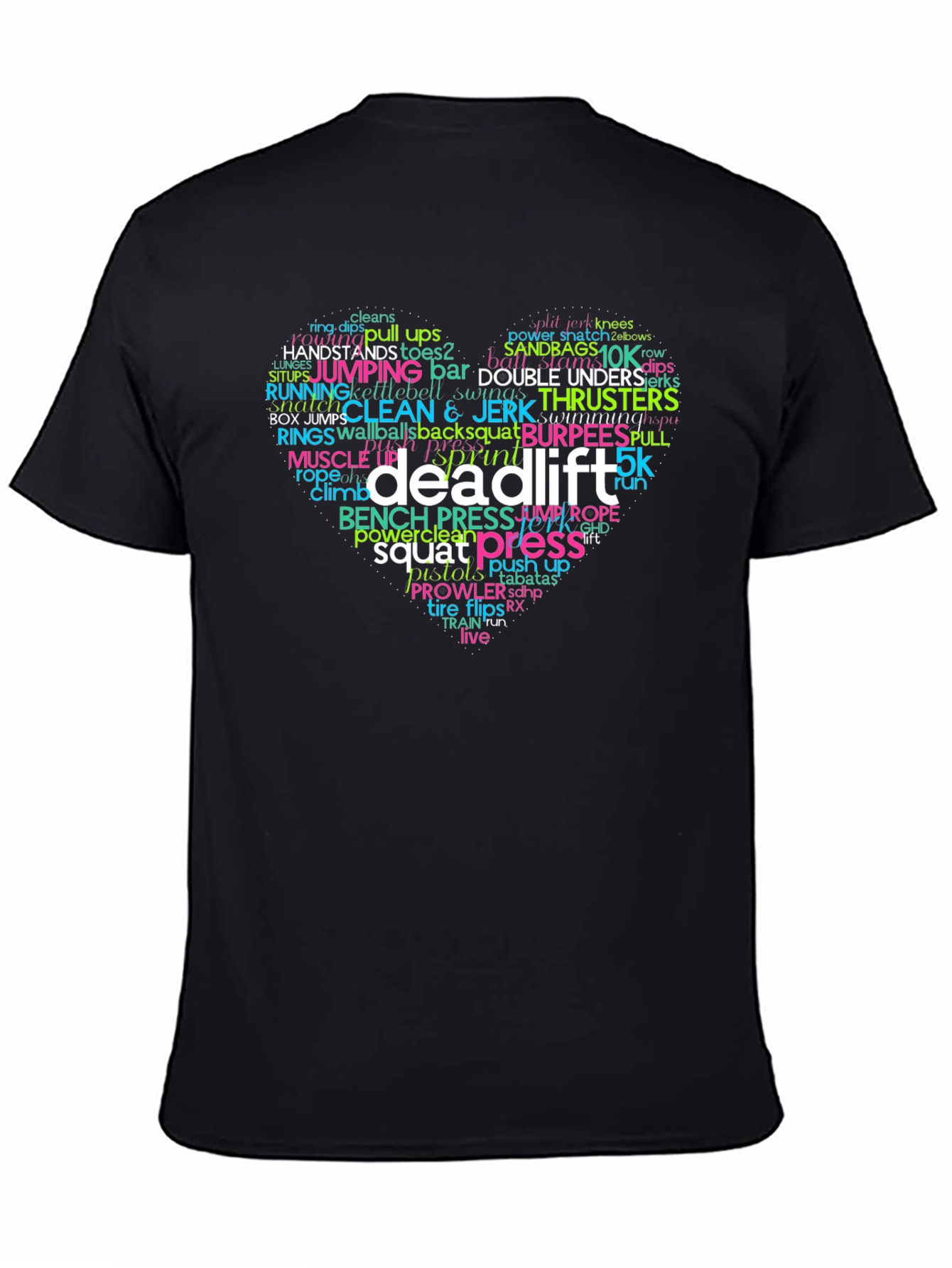 Workout Motivation Shirt - Deadlift Word Cloud Heart Design