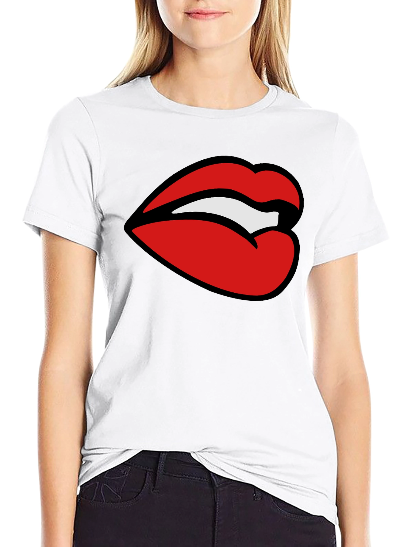 Bold Lips Graphic Tee - Stylish Black T-Shirt