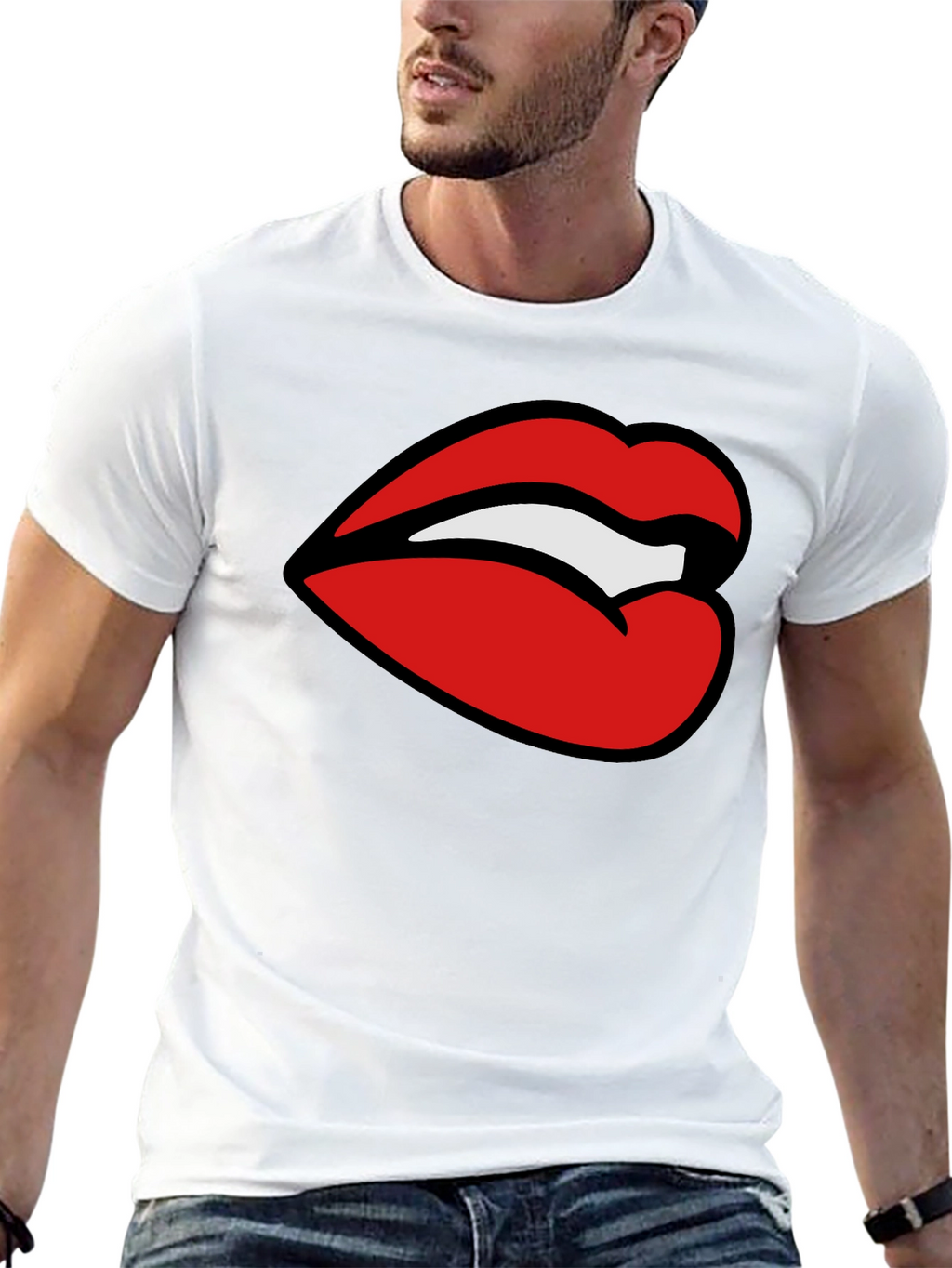 Bold Lips Graphic Tee - Stylish Black T-Shirt