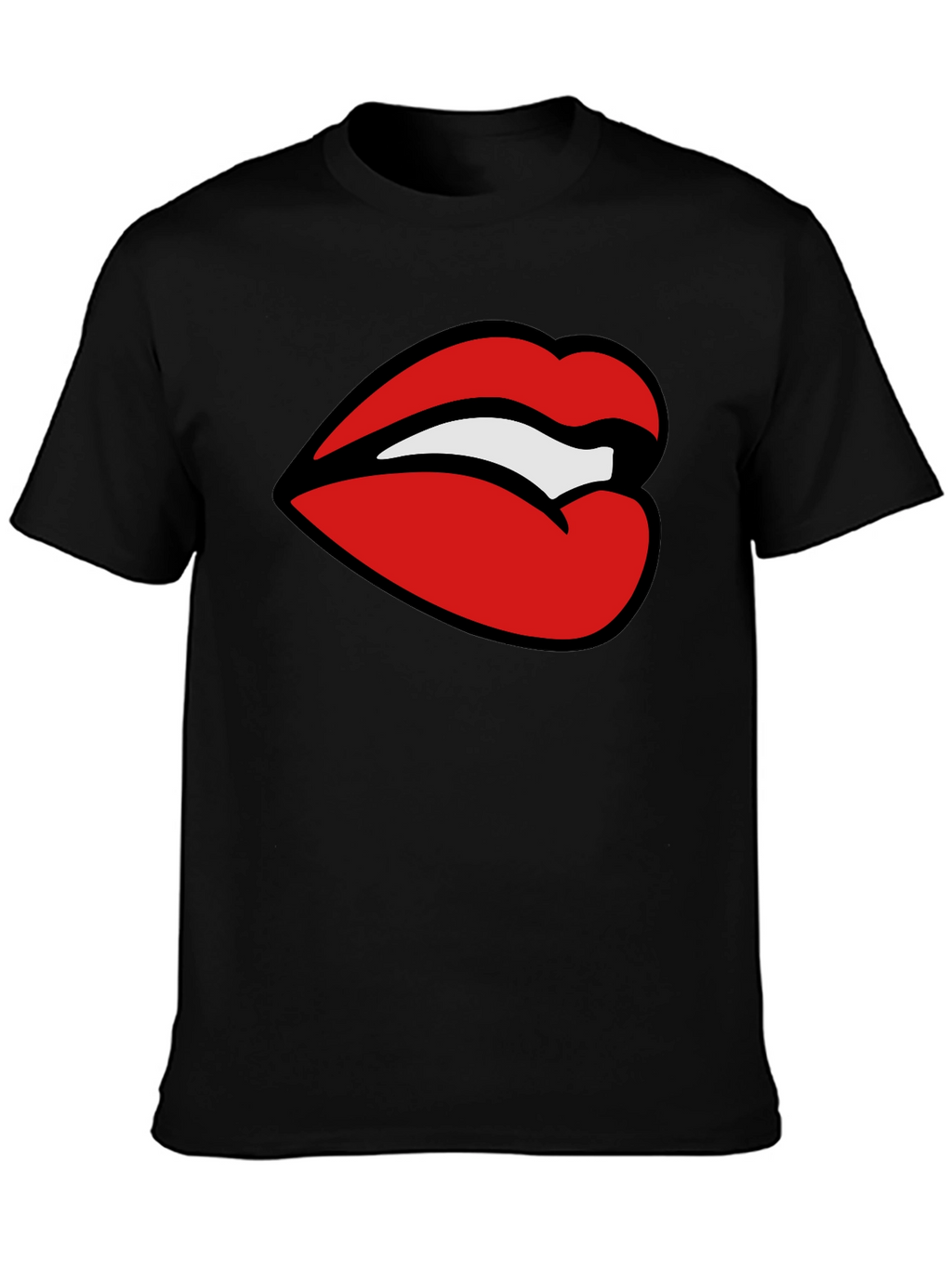 Bold Lips Graphic Tee - Stylish Black T-Shirt