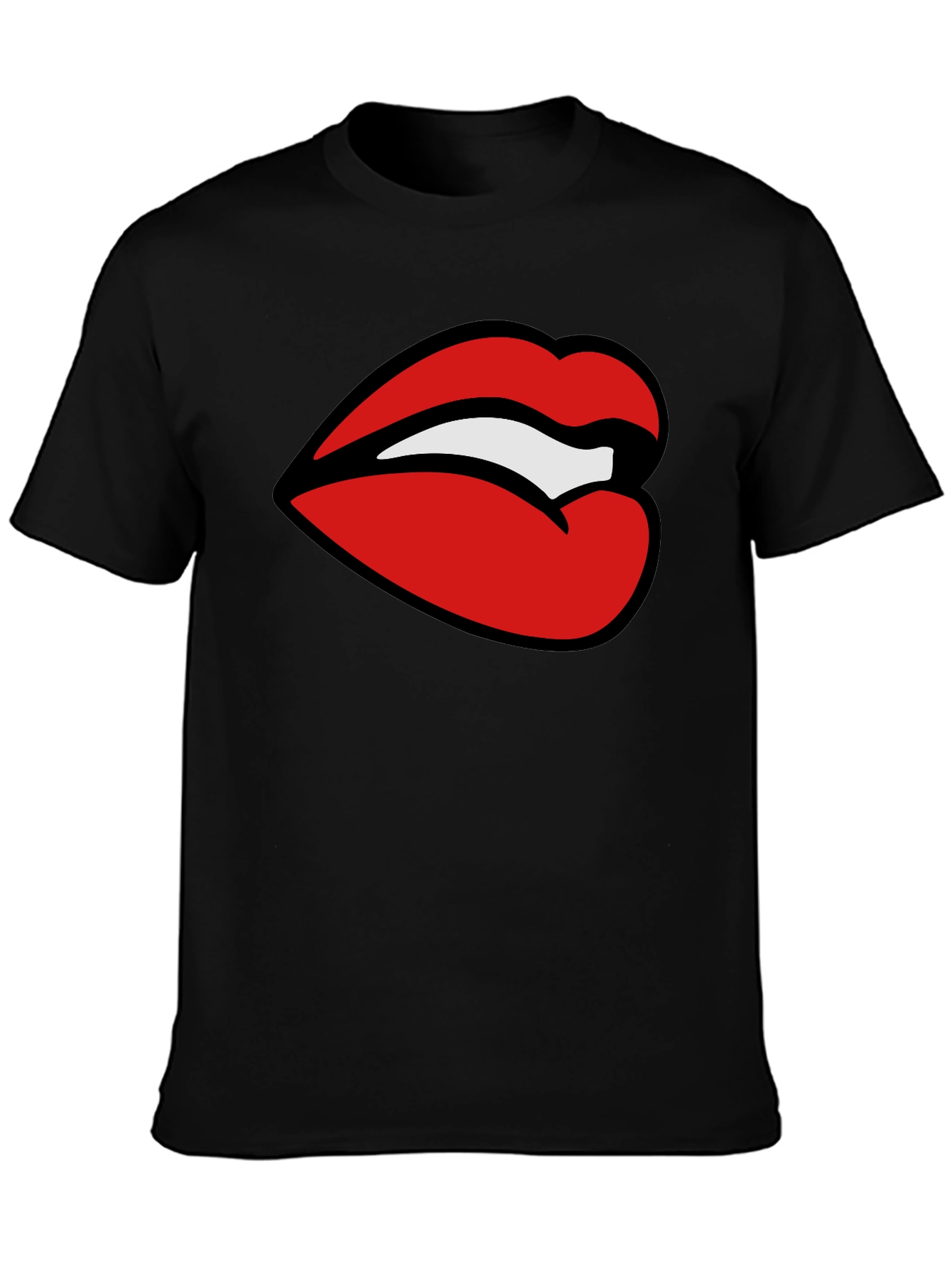 Bold Lips Graphic Tee - Stylish Black T-Shirt