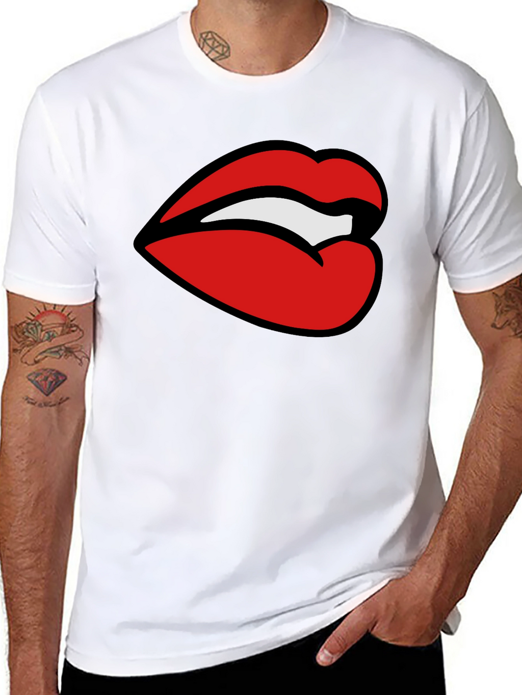 Bold Lips Graphic Tee - Stylish Black T-Shirt