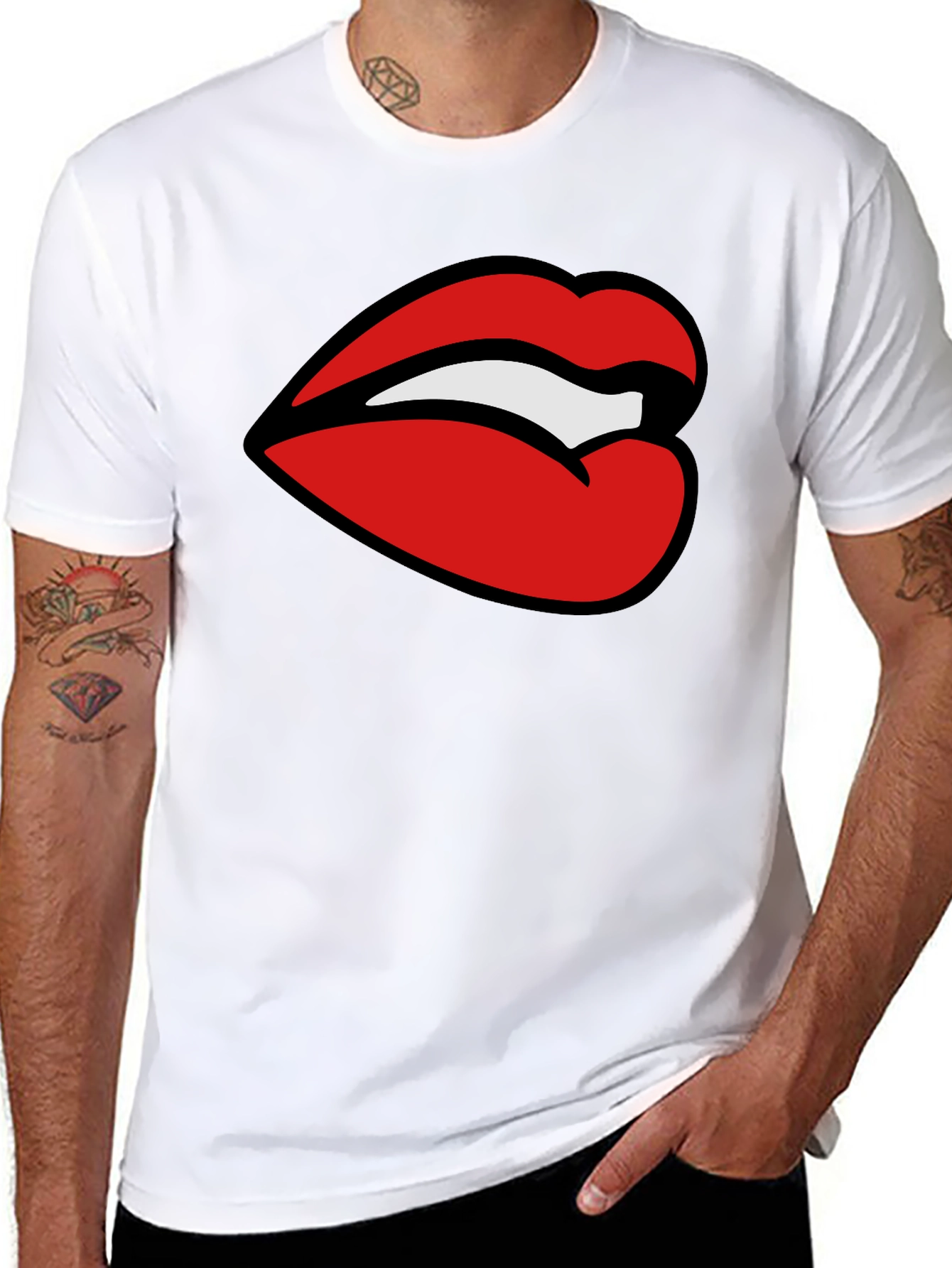 Bold Lips Graphic Tee - Stylish Black T-Shirt