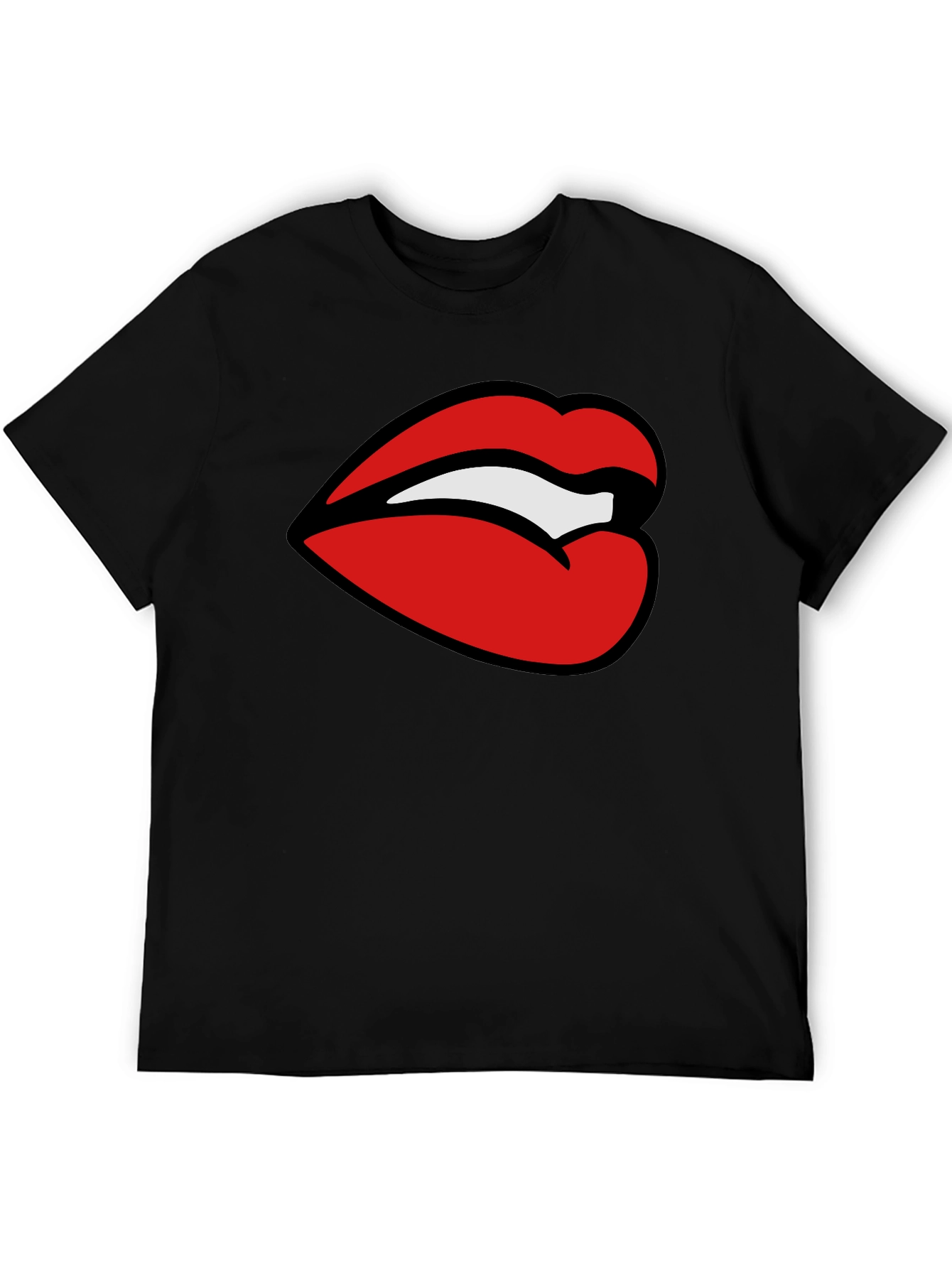 Bold Lips Graphic Tee - Stylish Black T-Shirt