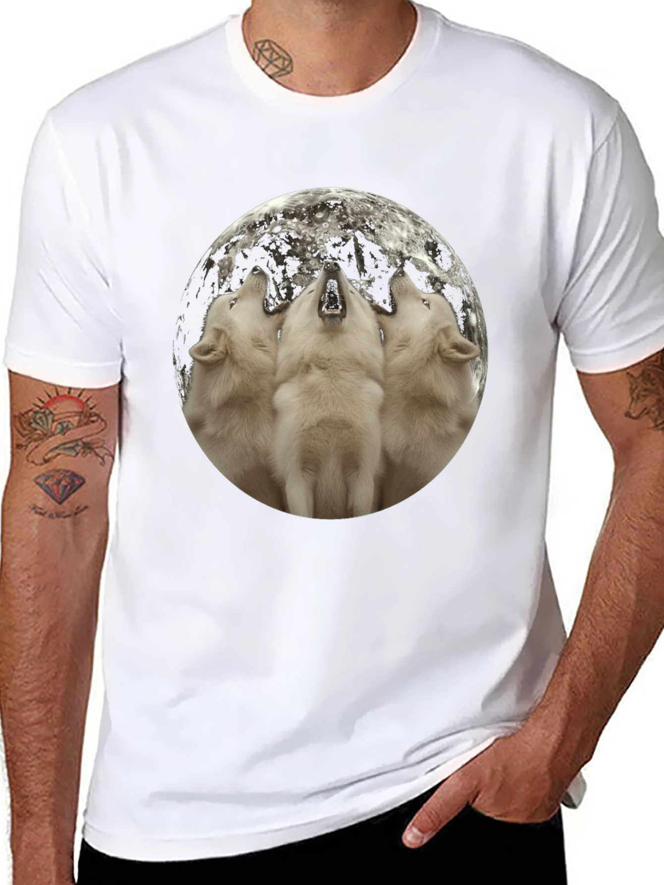 Wolf Moon Graphic Tee - Black Cotton Blend