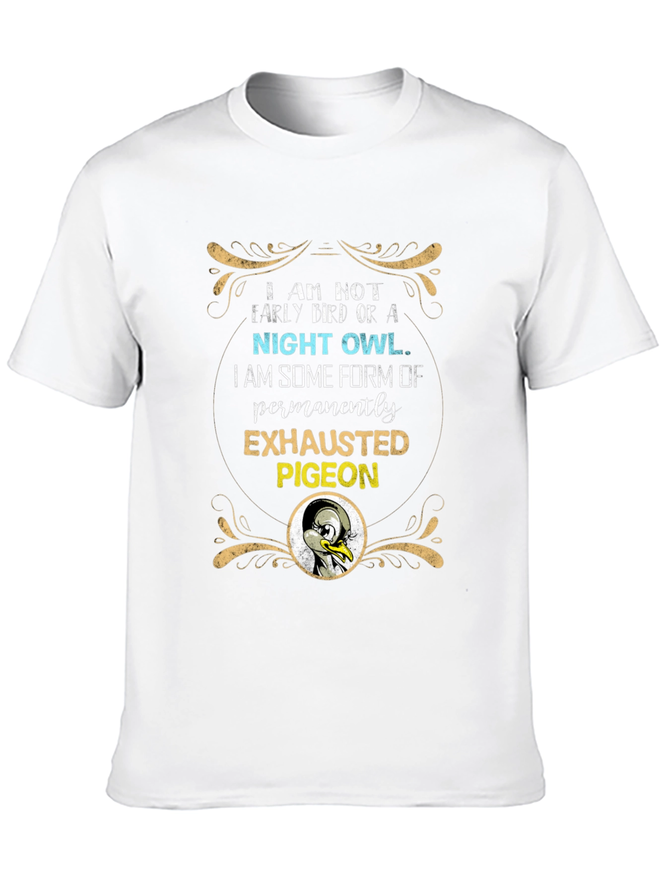 Exhausted Pigeon T-Shirt Funny Novelty Graphic Tee