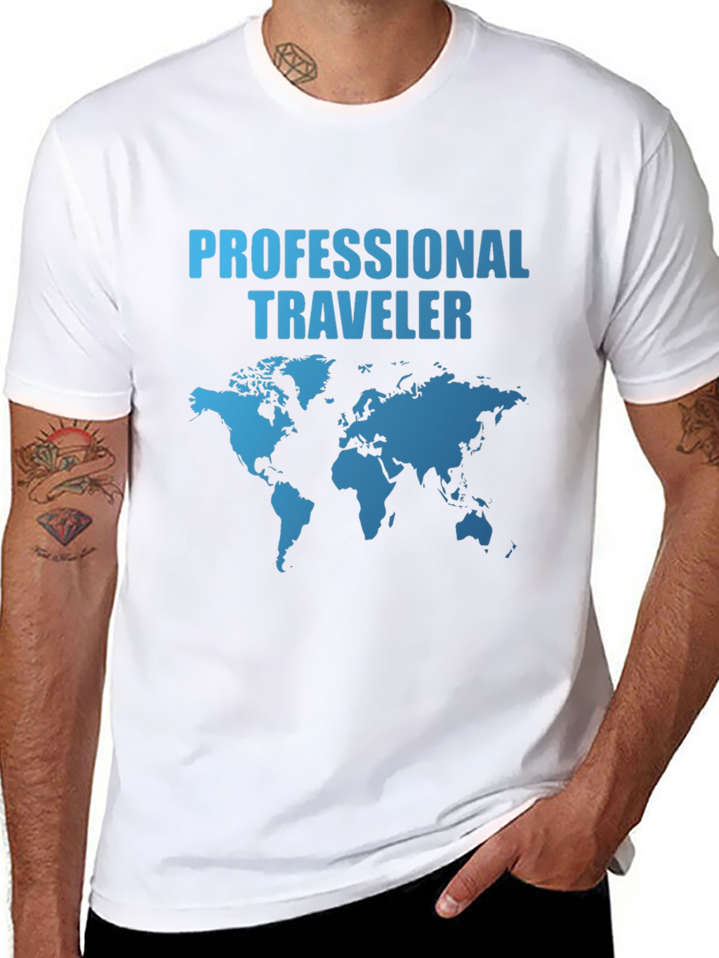 Professional Traveler World Map Graphic T-Shirt