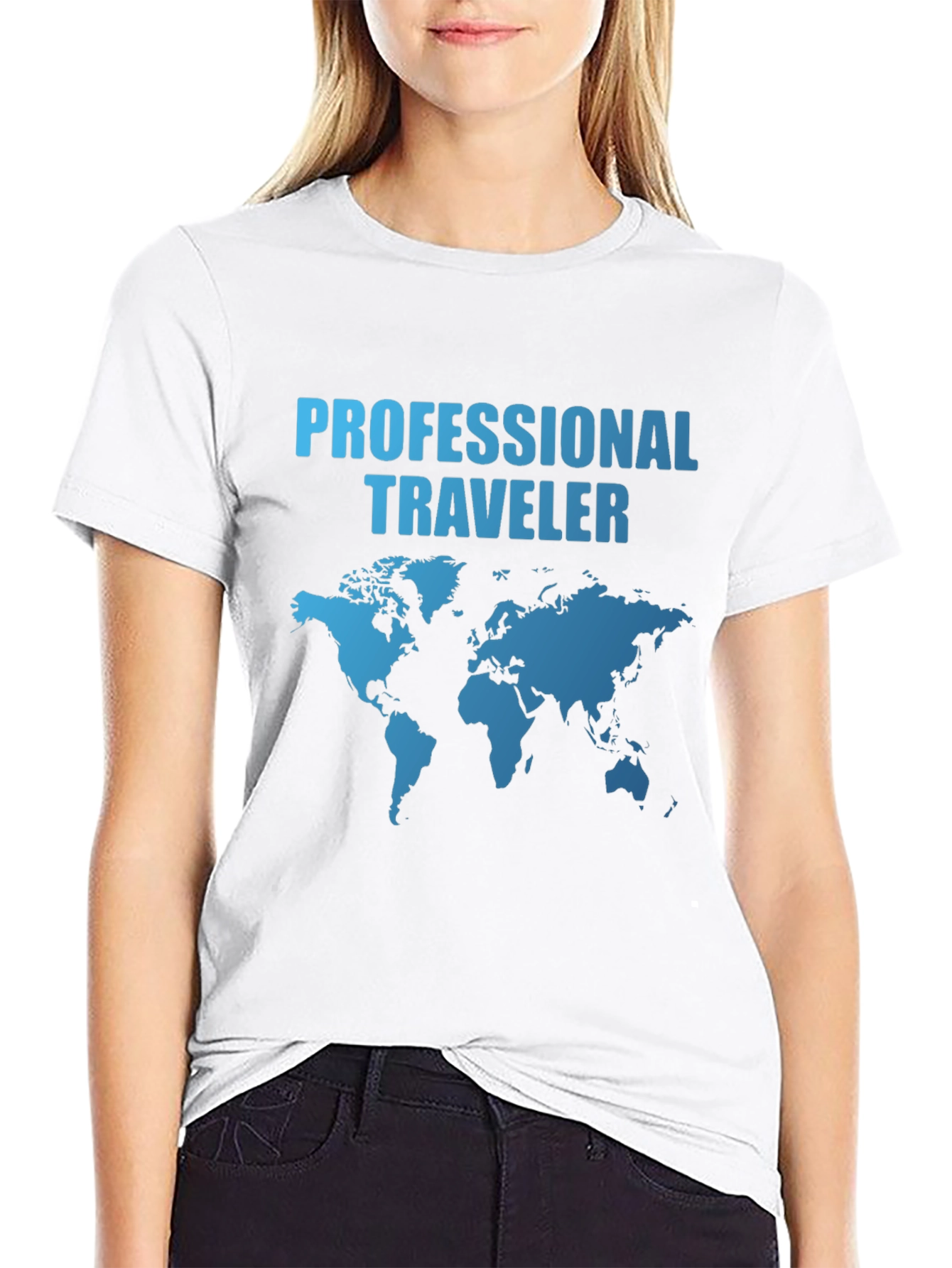 Professional Traveler World Map Graphic T-Shirt