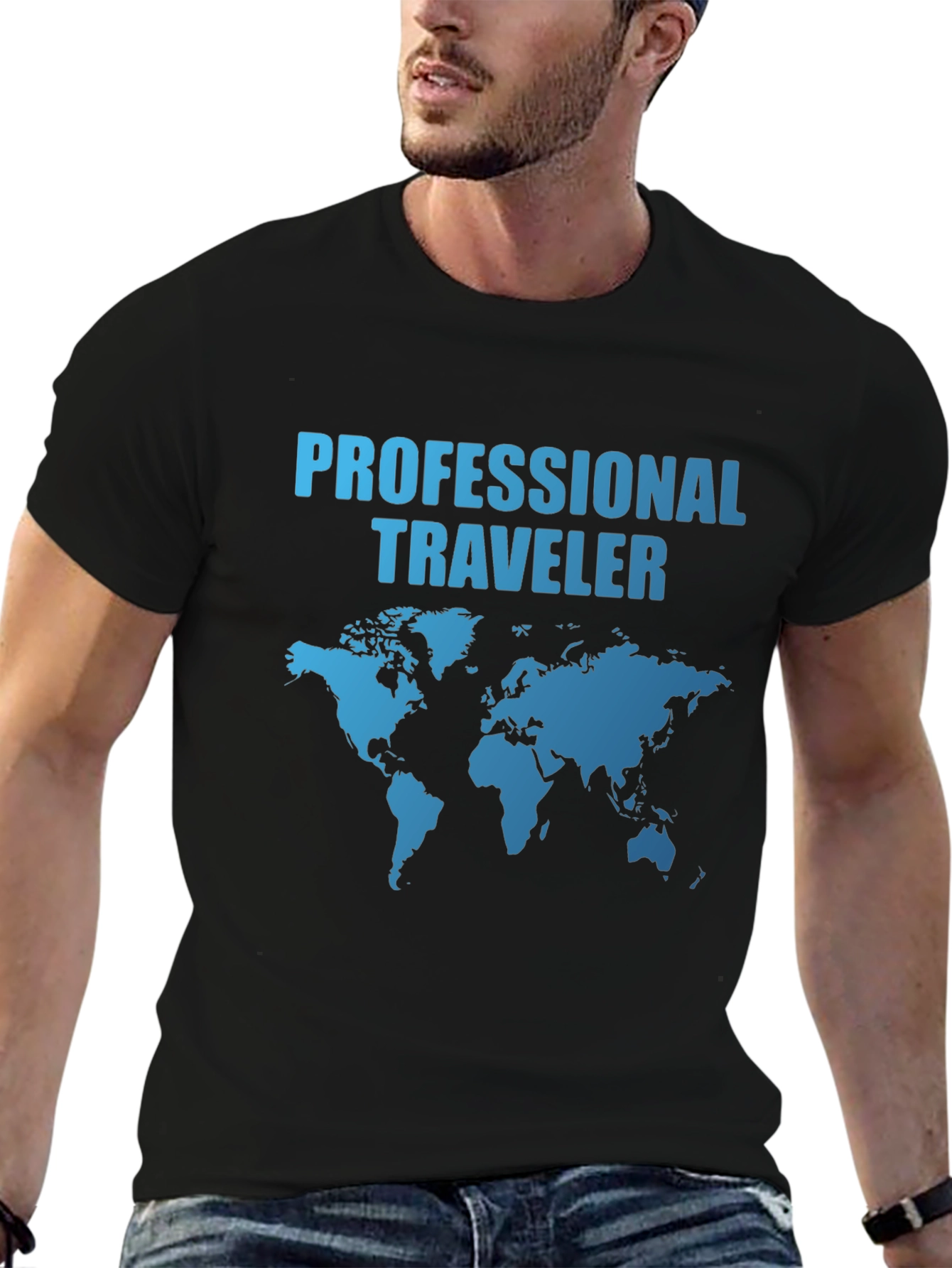 Professional Traveler World Map Graphic T-Shirt