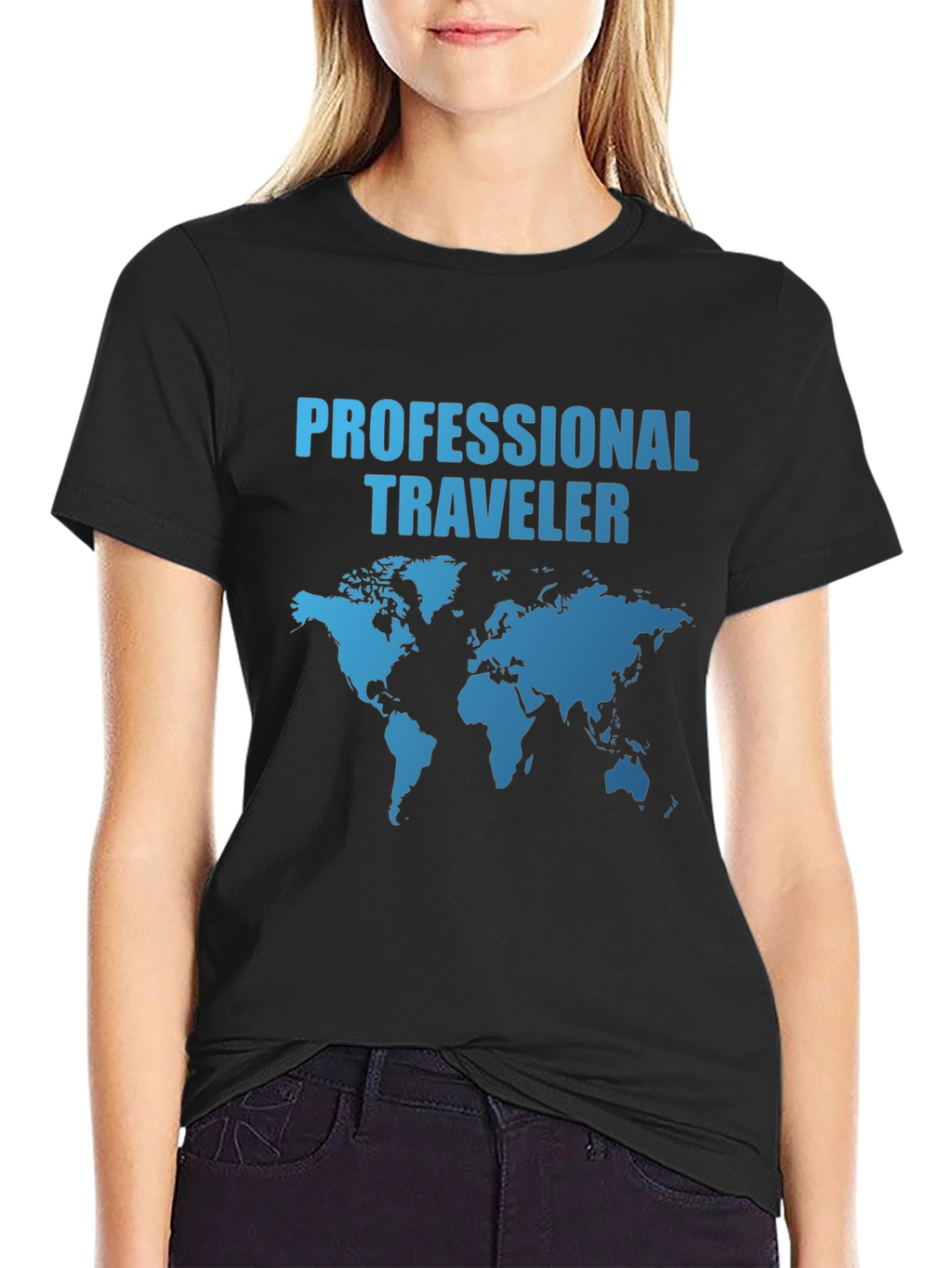 Professional Traveler World Map Graphic T-Shirt