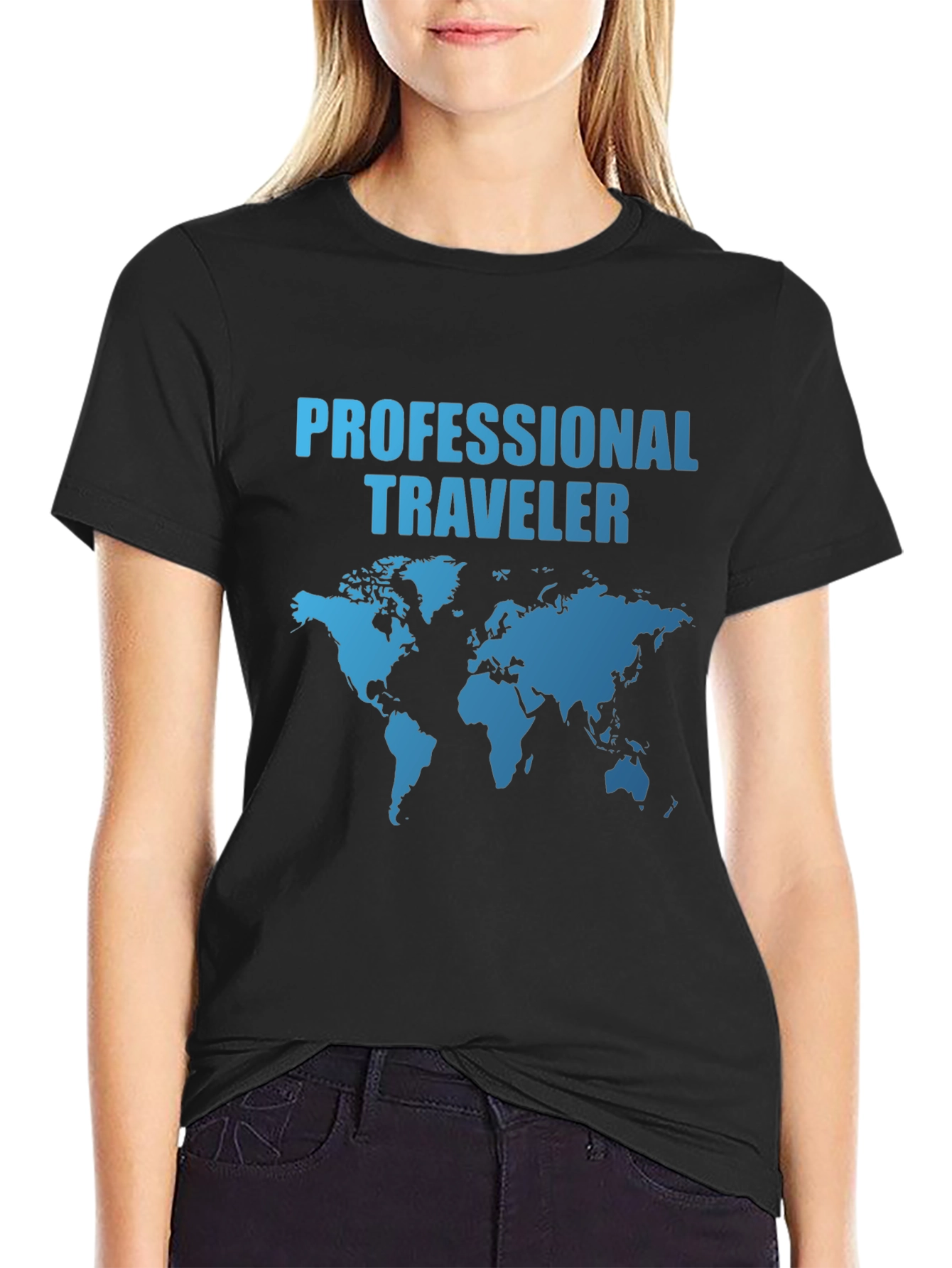 Professional Traveler World Map Graphic T-Shirt