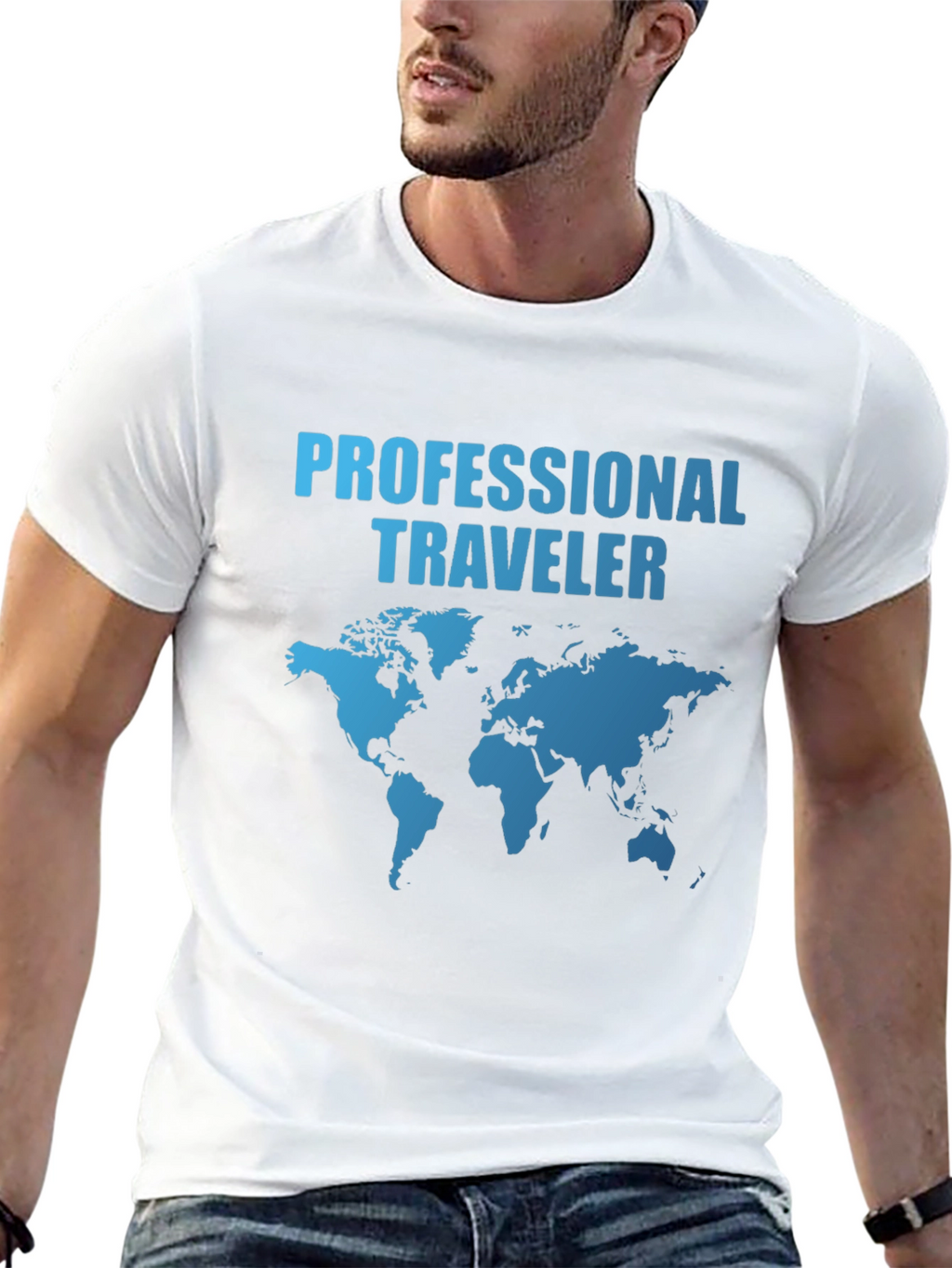 Professional Traveler World Map Graphic T-Shirt