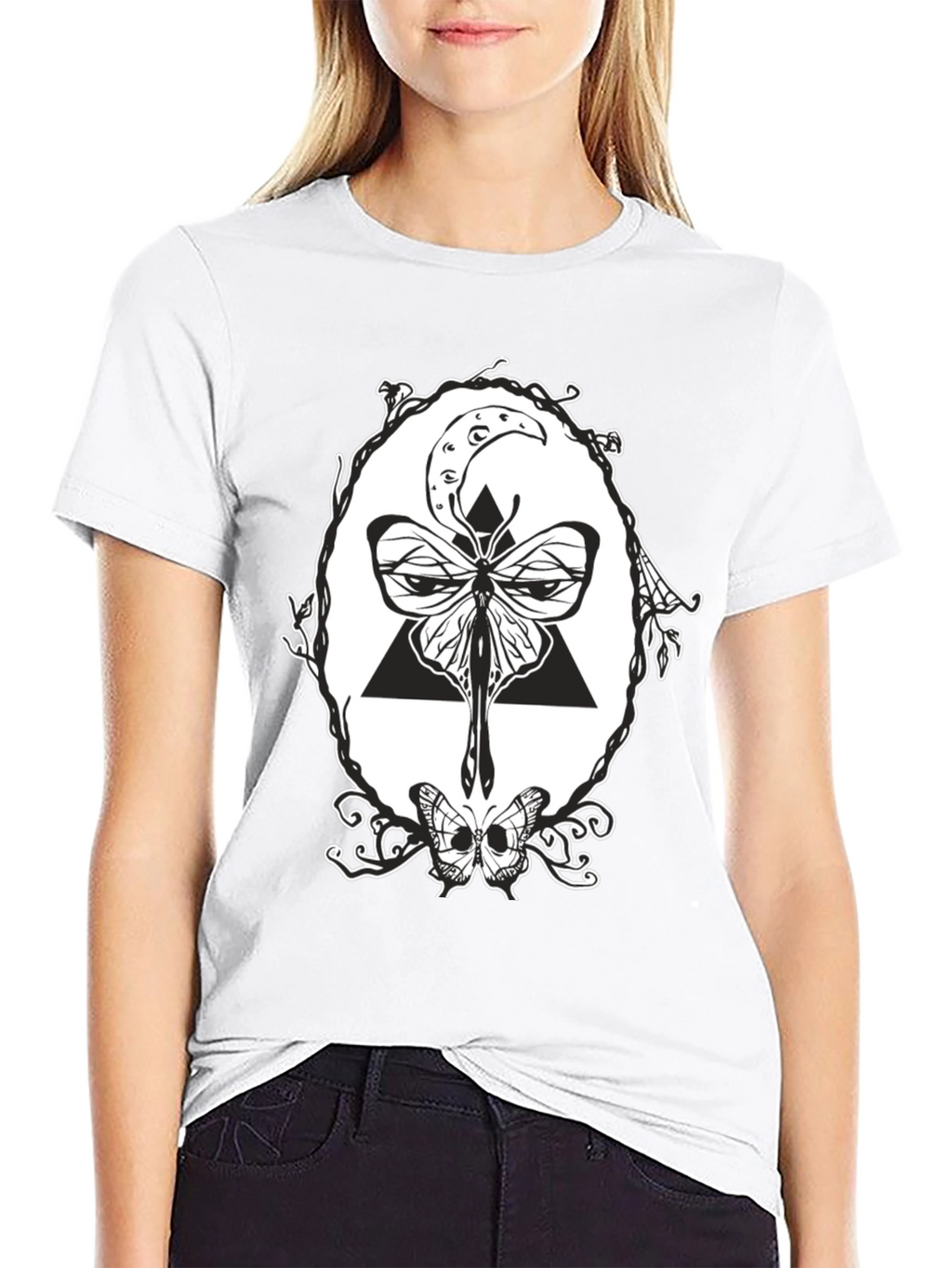 Mystic Moon Butterfly Black T-Shirt