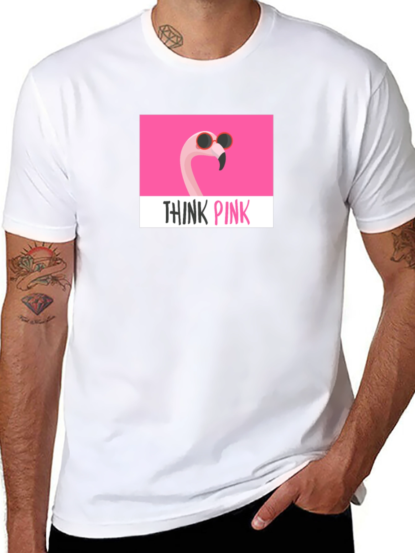 Think Pink Flamingo T-Shirt - Stylish Graphic Tee