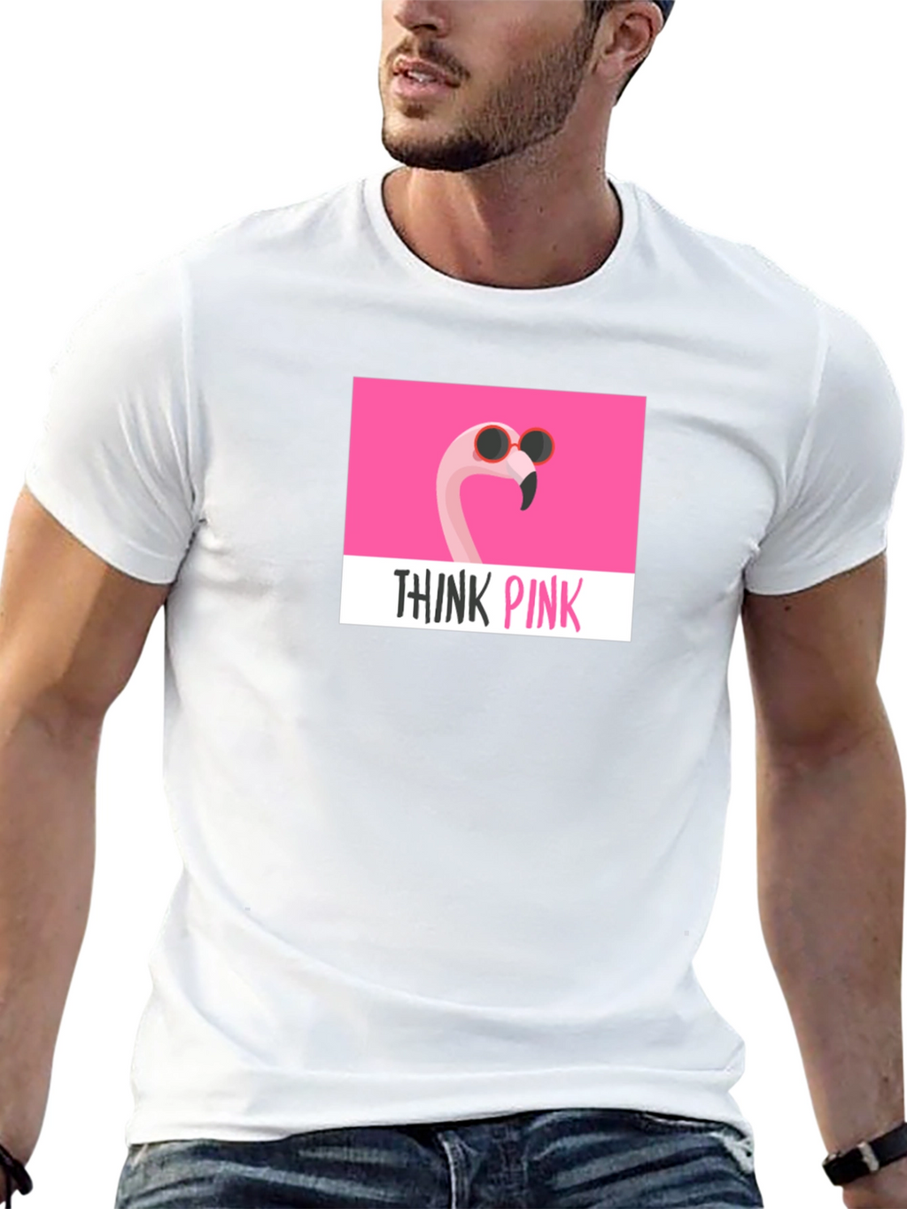 Think Pink Flamingo T-Shirt - Stylish Graphic Tee