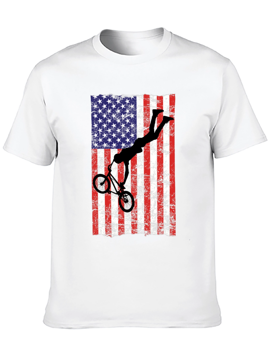American Flag BMX T-Shirt - Patriotic Bike Rider