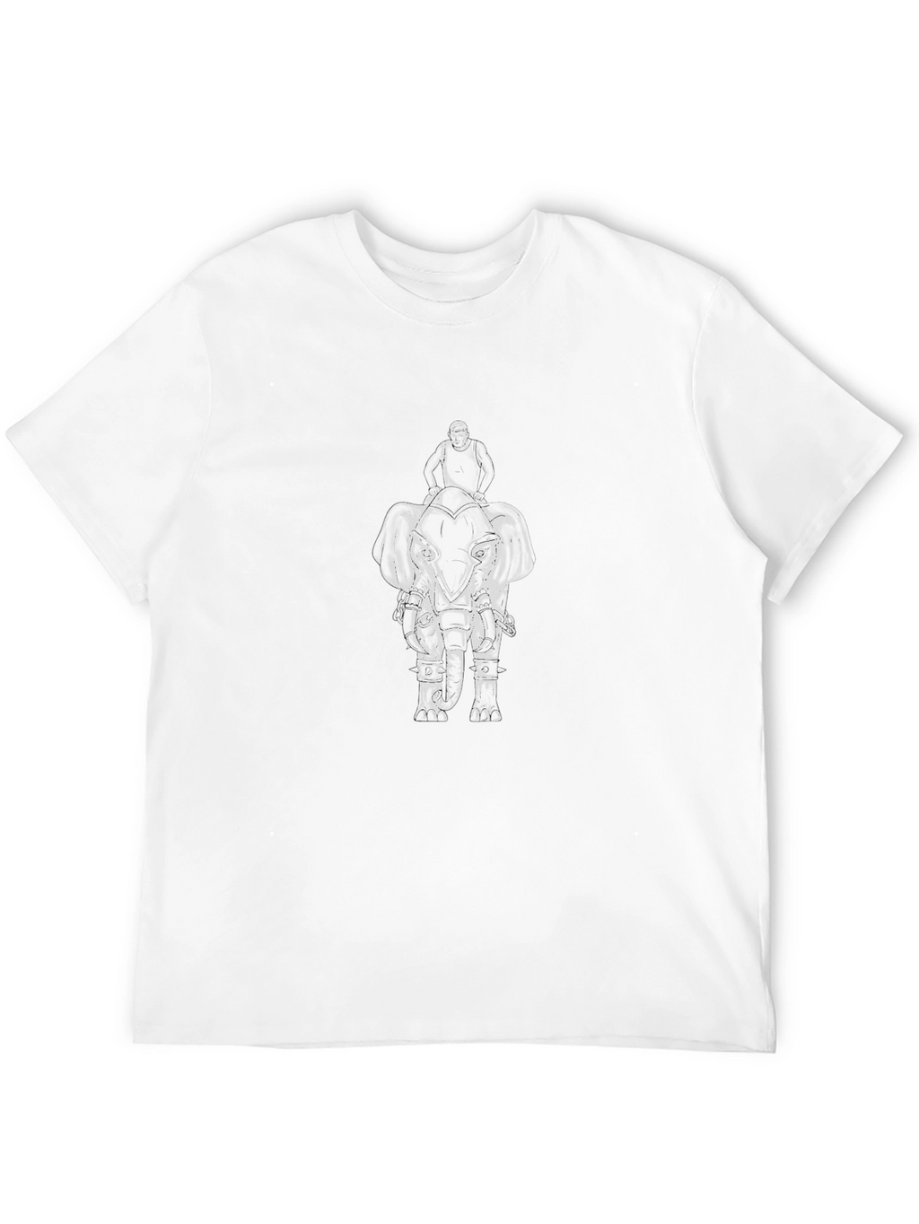 Elephant Rider Graphic Tee - Black Cotton Casual Shirt