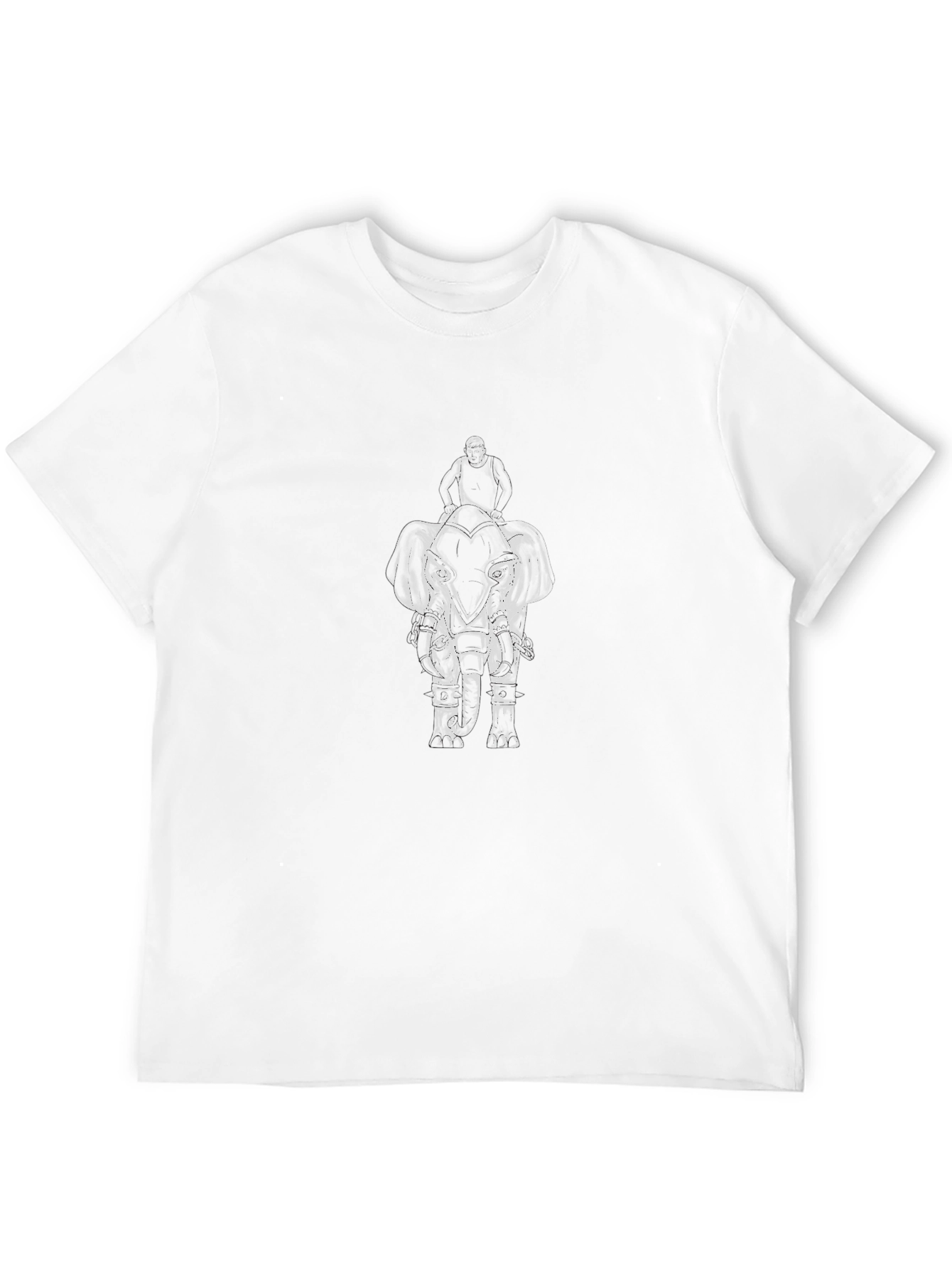 Elephant Rider Graphic Tee - Black Cotton Casual Shirt