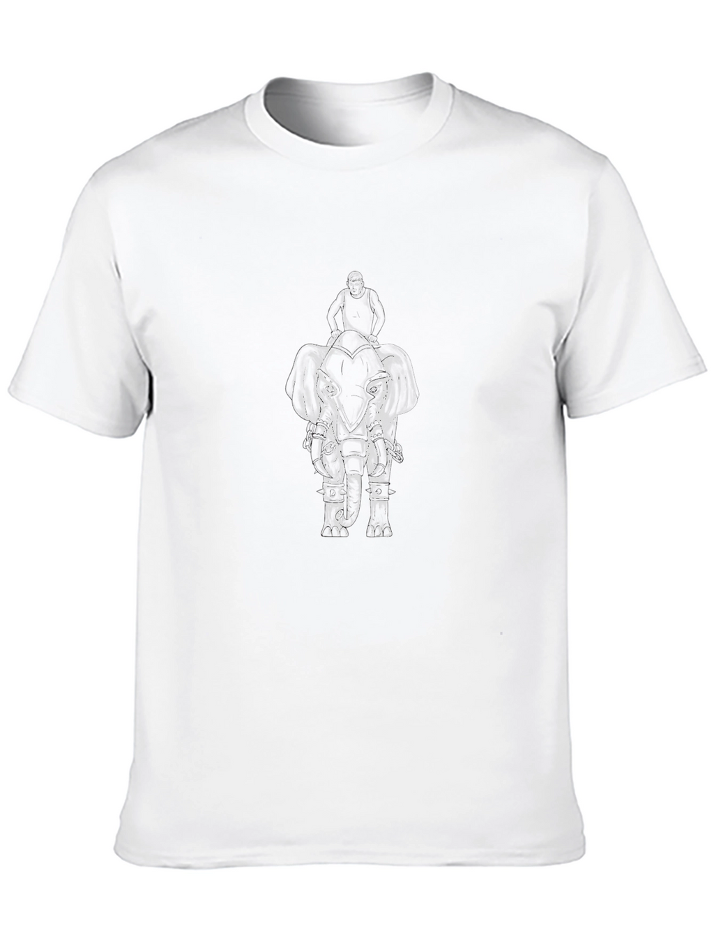 Elephant Rider Graphic Tee - Black Cotton Casual Shirt